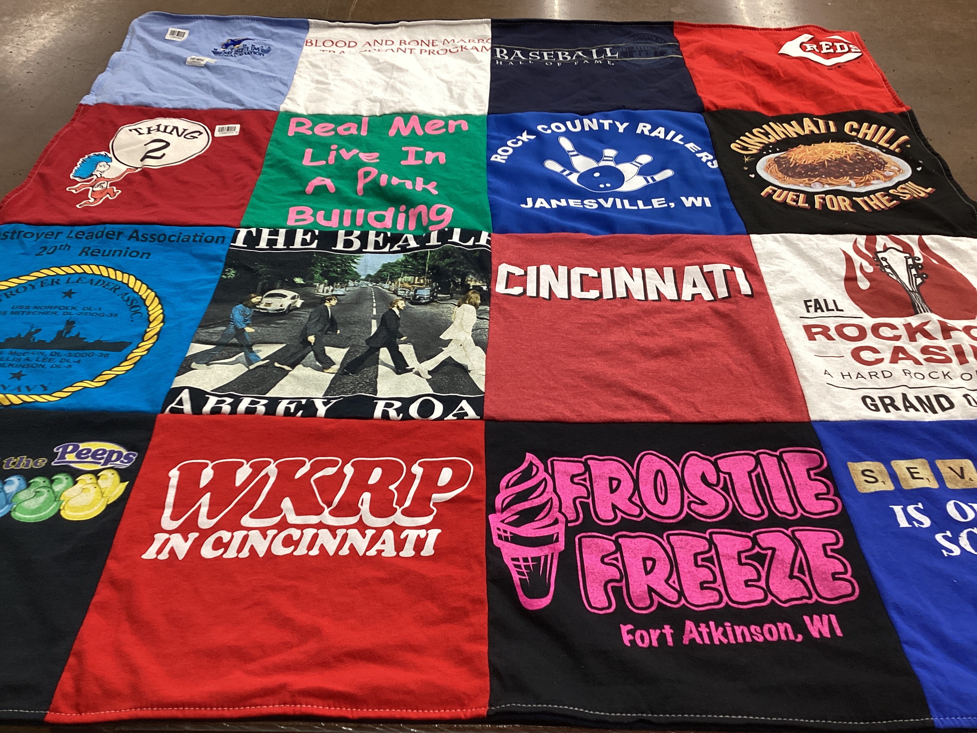 T-shirt quilt featuring rock county railers by JoAnn from WI