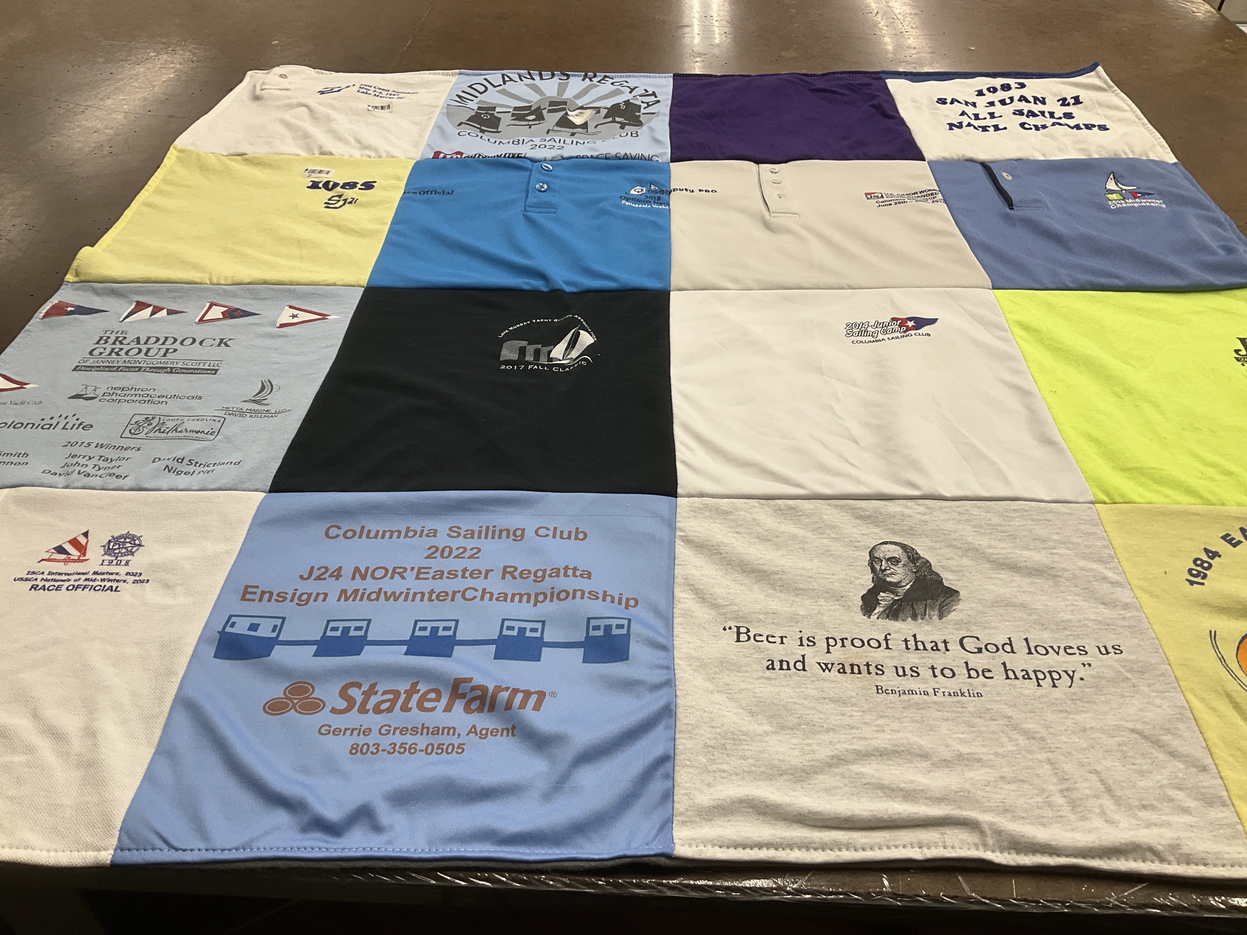 T-shirt quilt with sailing, j24 racing themes by Nancy from SC