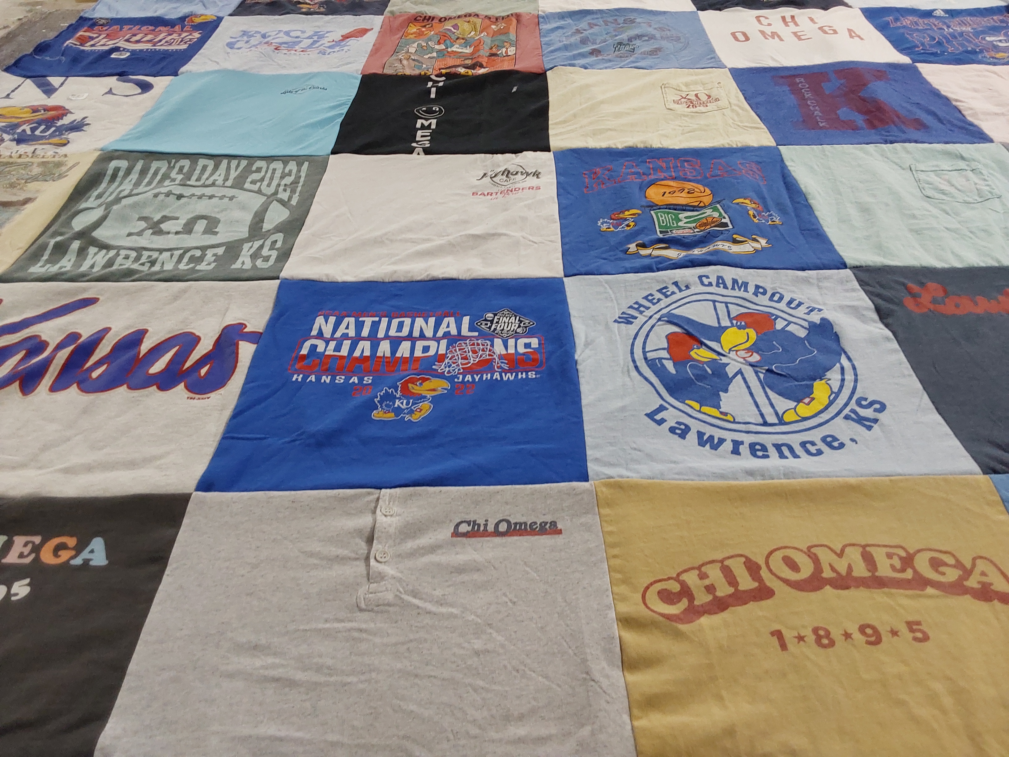 T-shirt quilt featuring kansas jayhawks by Robin from TX
