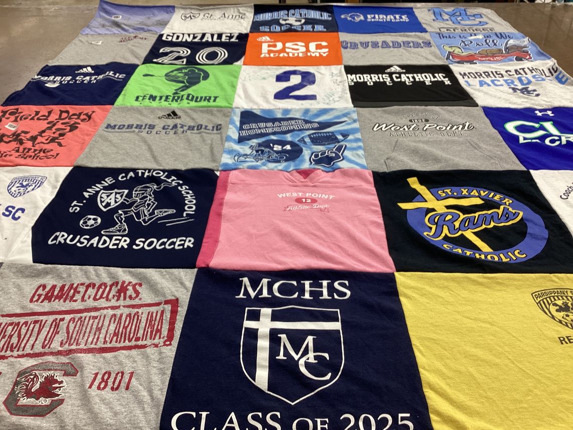 T-shirt quilt featuring crusaders, rams by Leanne from NJ