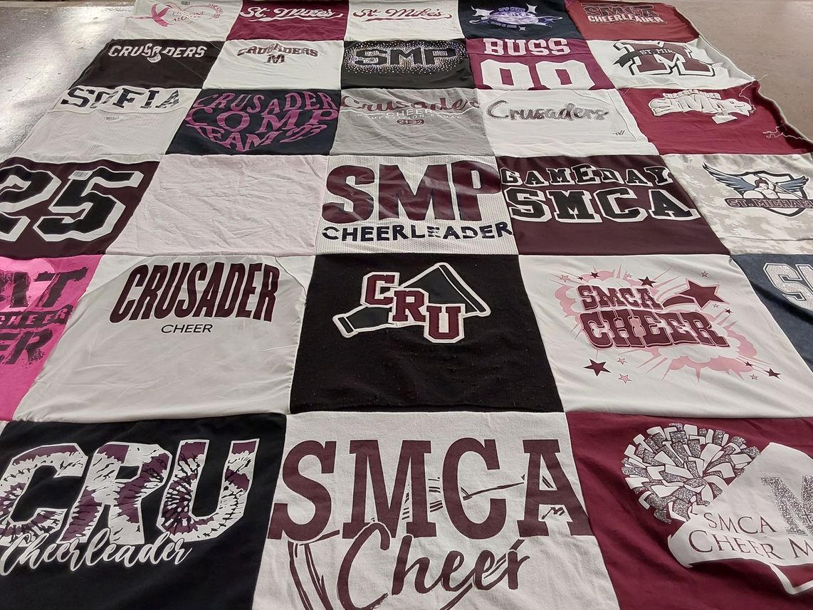 T-shirt quilt featuring st. michael's college academy team by Lisa from TX