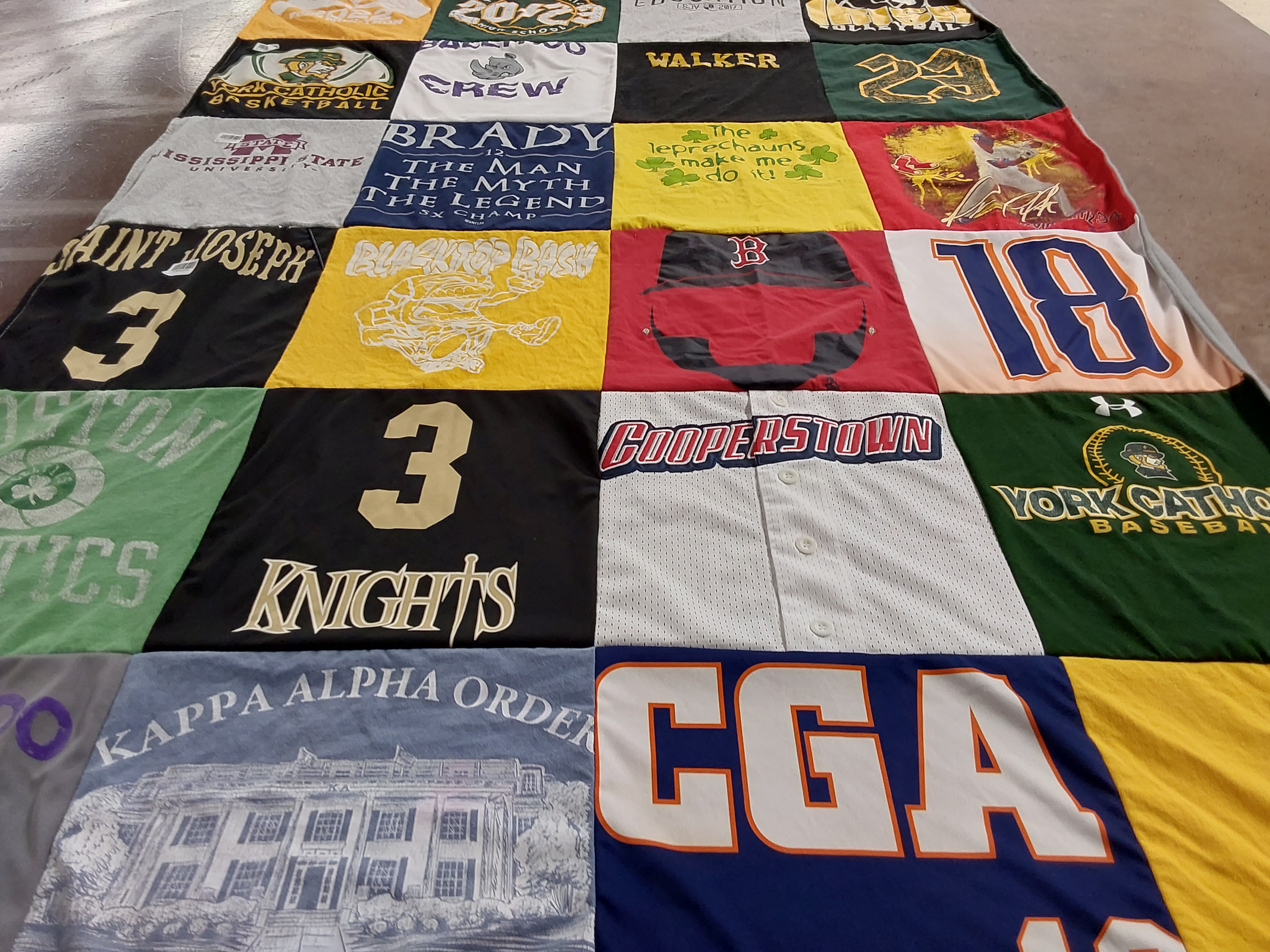 T-shirt quilt featuring mississippi state university, york catholic baseball by Tara from PA