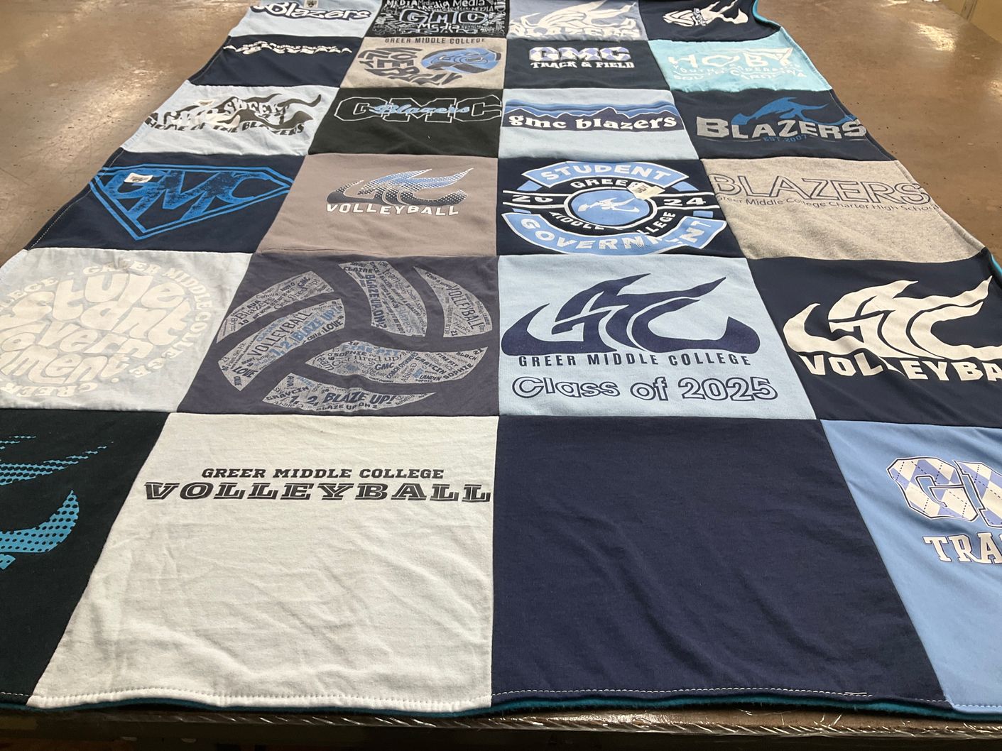 T-shirt quilt featuring greer middle college volleyball, greer middle college blazers by Melanie from SC