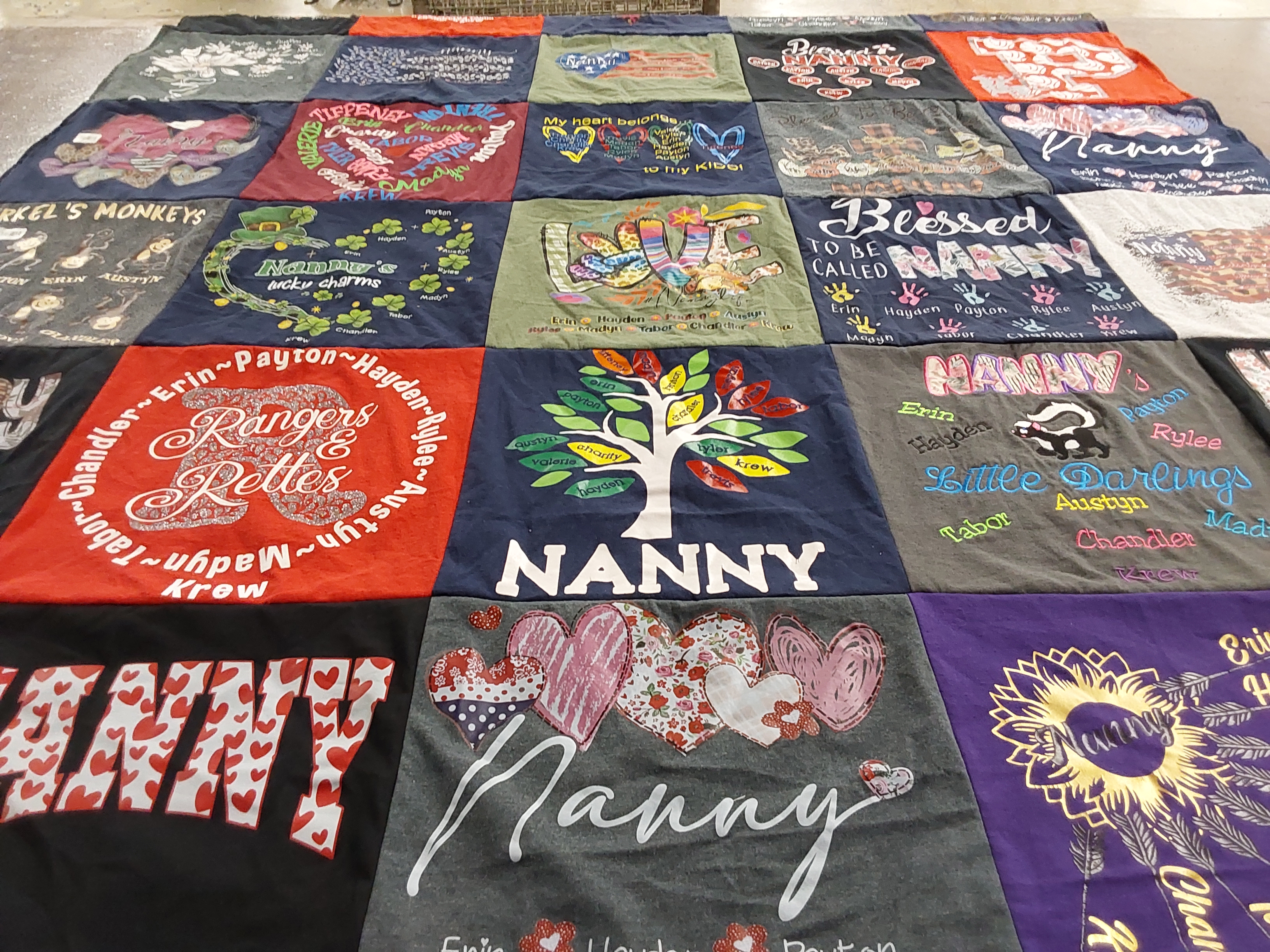 T-shirt quilt with family, love themes by Shelly from TX