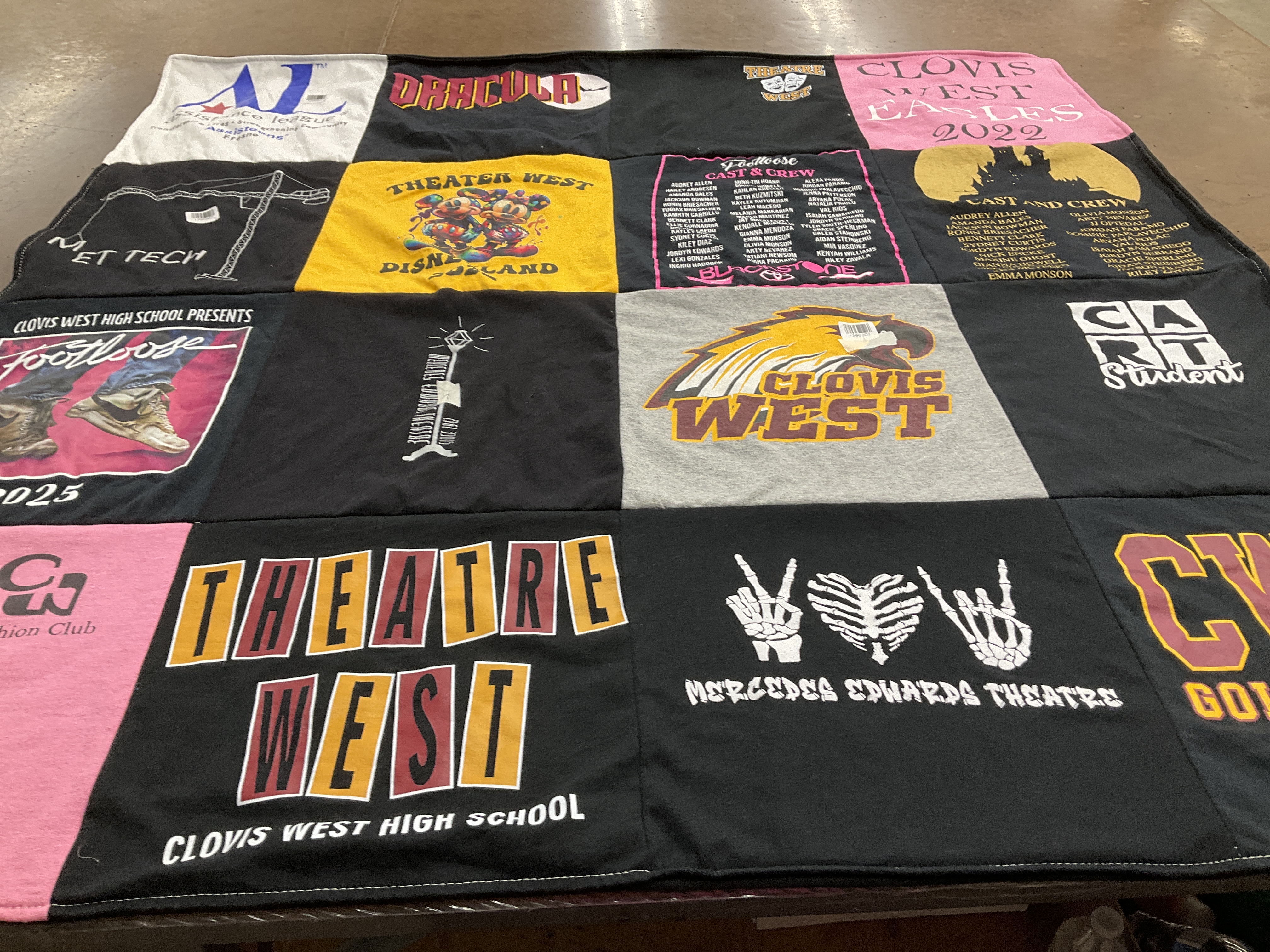 T-shirt quilt from clovis west high school by Johnene from CA