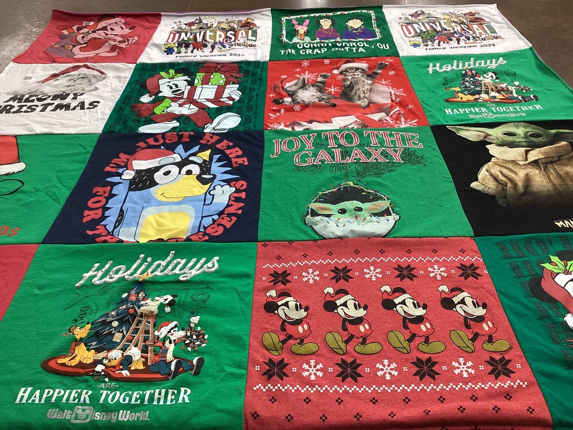 T-shirt quilt with disney, holidays themes by Jordin from TX