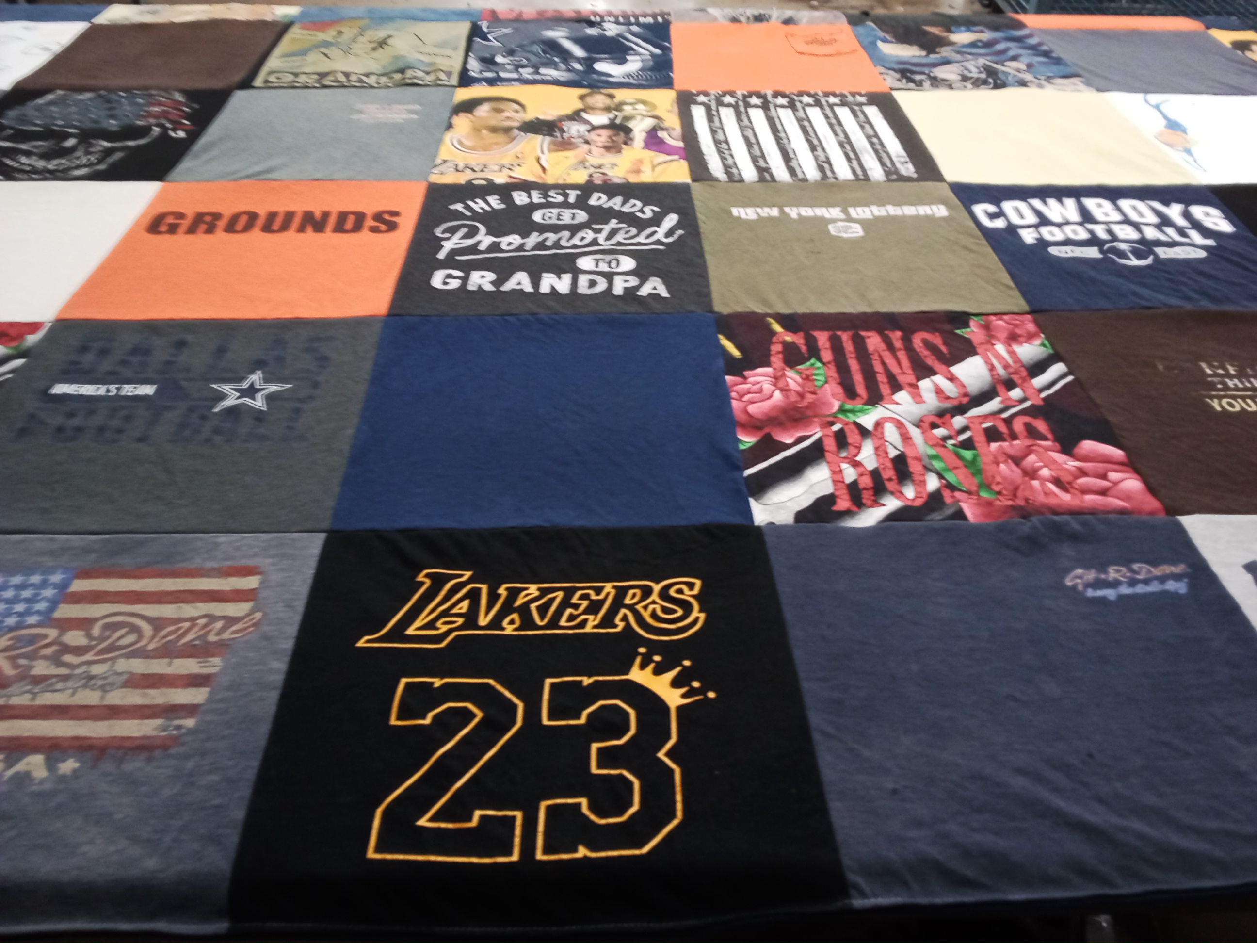 T-shirt quilt featuring los angeles lakers, dallas cowboys by Joan from PA