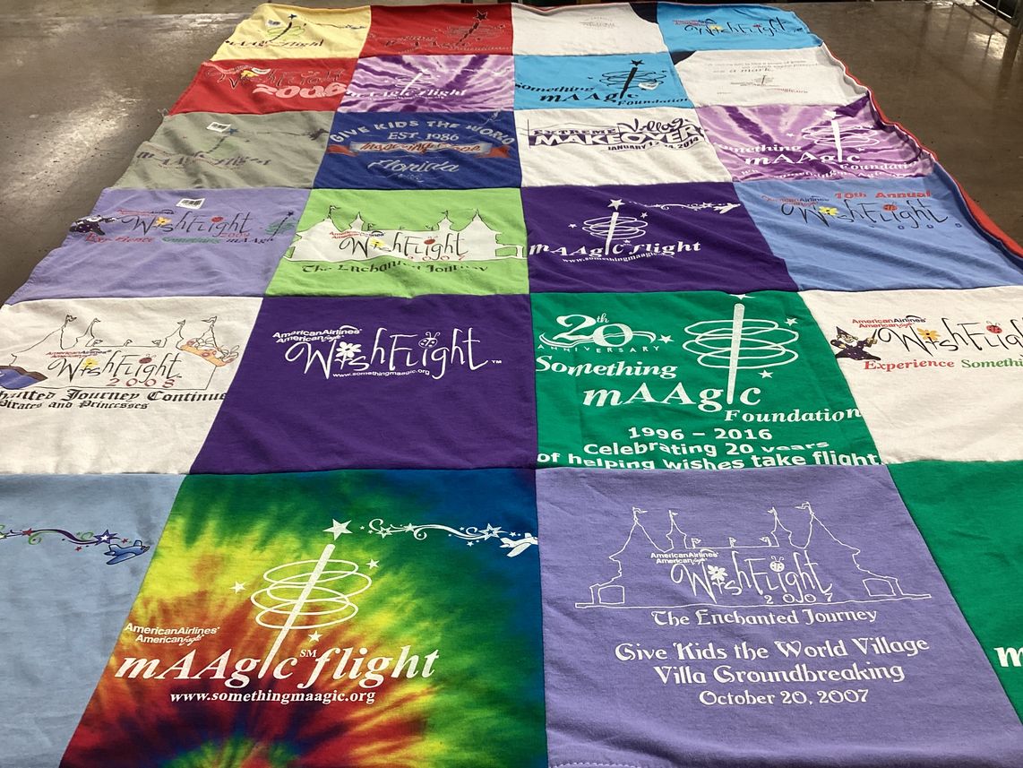 T-shirt quilt with children's wishes, charitable work themes by Krista from NC