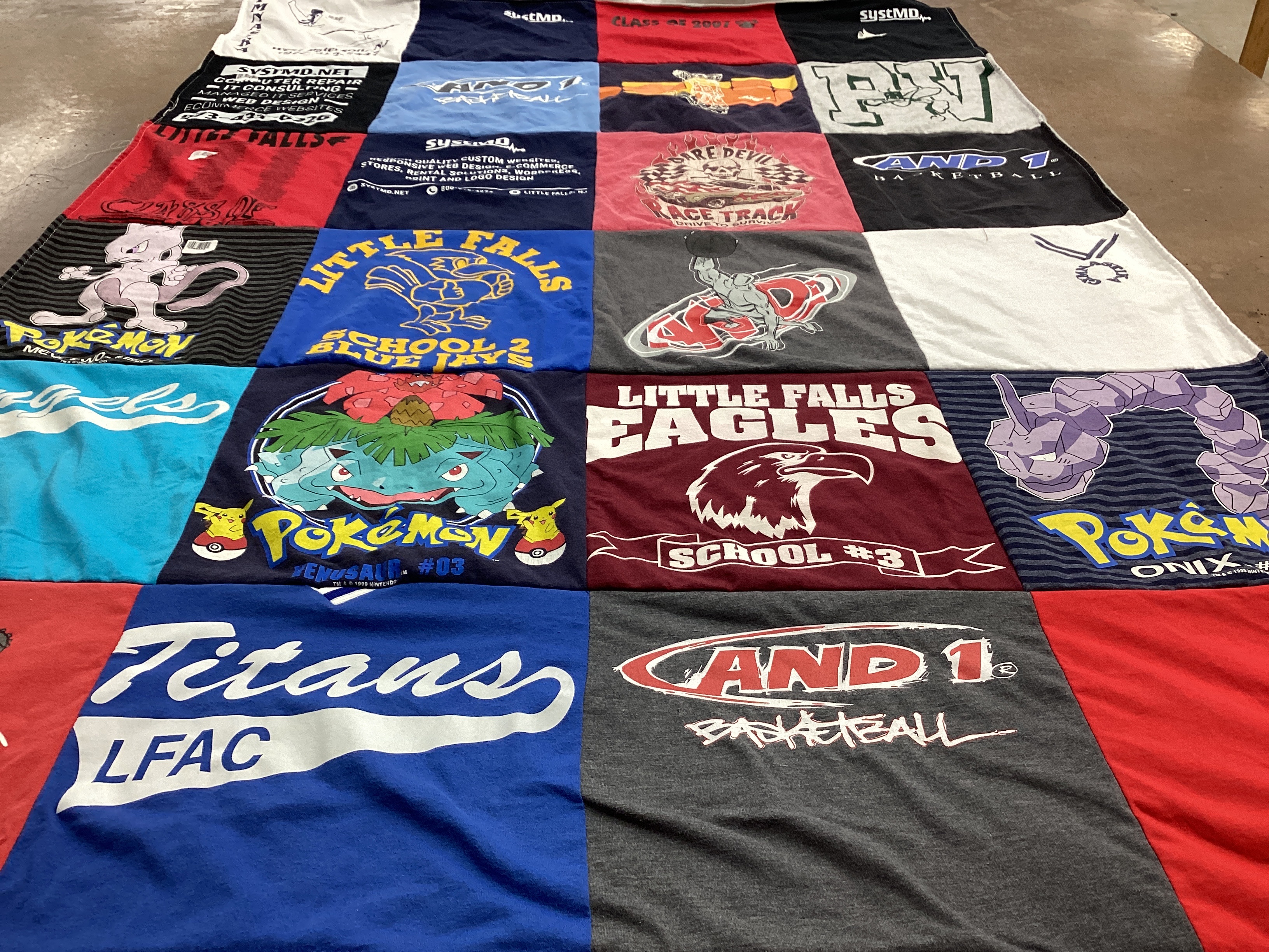 T-shirt quilt featuring titans lfac, eagles school 3 by Lorraine from NJ