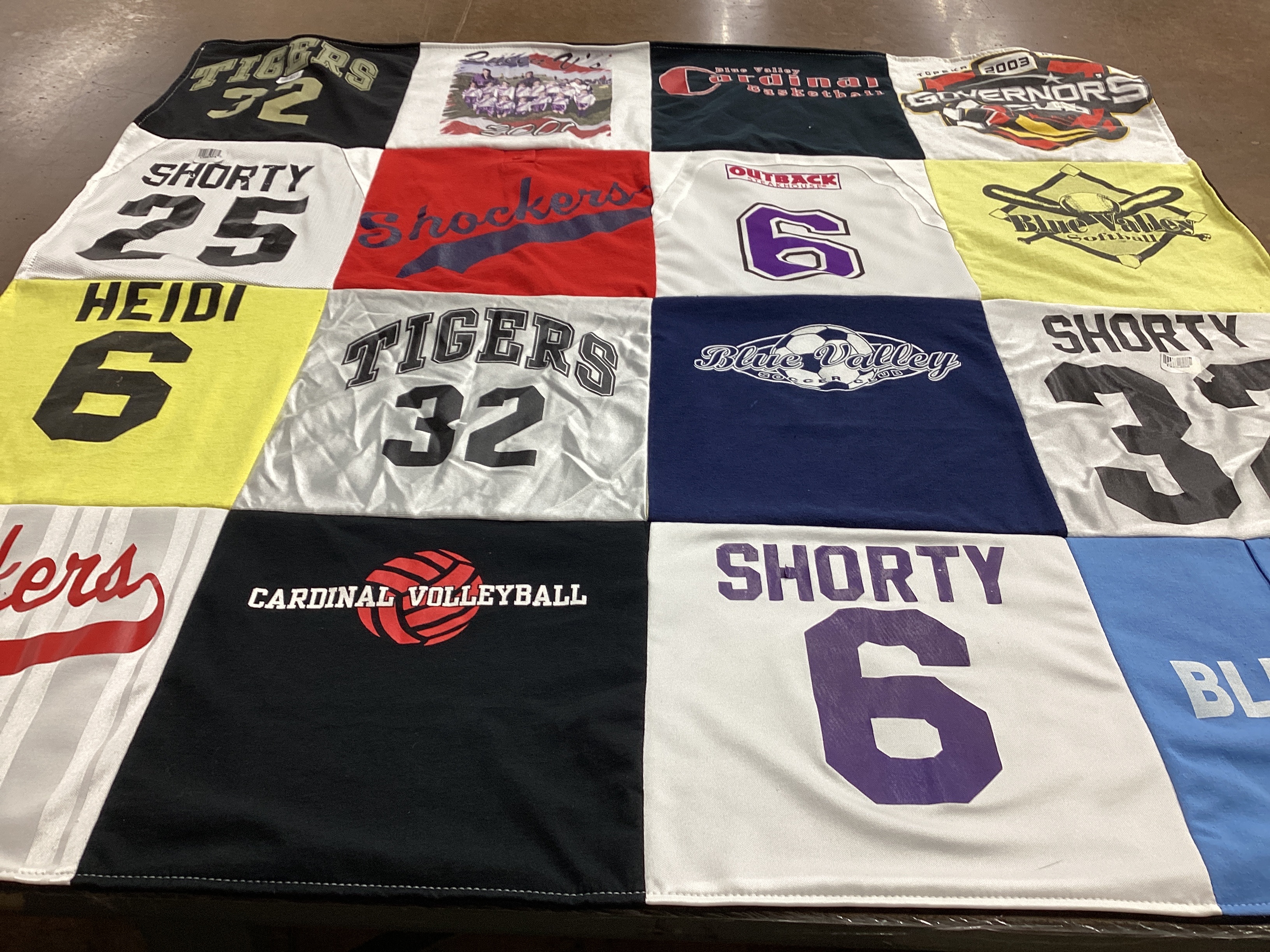 T-shirt quilt featuring blue valley, cardinal basketball by Linda from TX