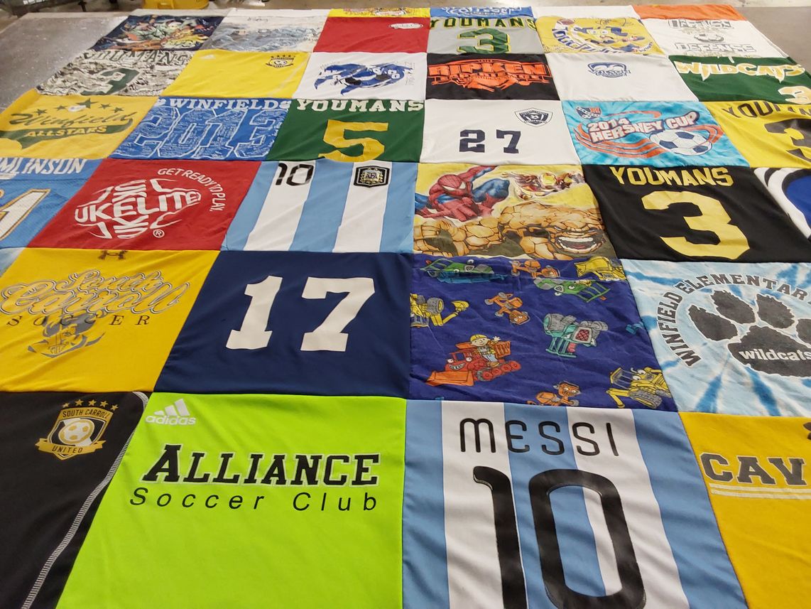 T-shirt quilt featuring south carroll united, youmans soccer team by Bethany from MD