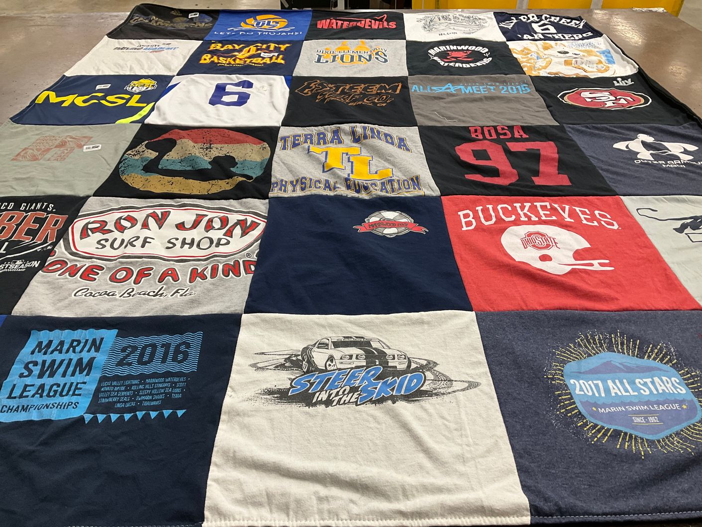 T-shirt quilt featuring ohio state buckeyes, san francisco 49ers by Patti from CA