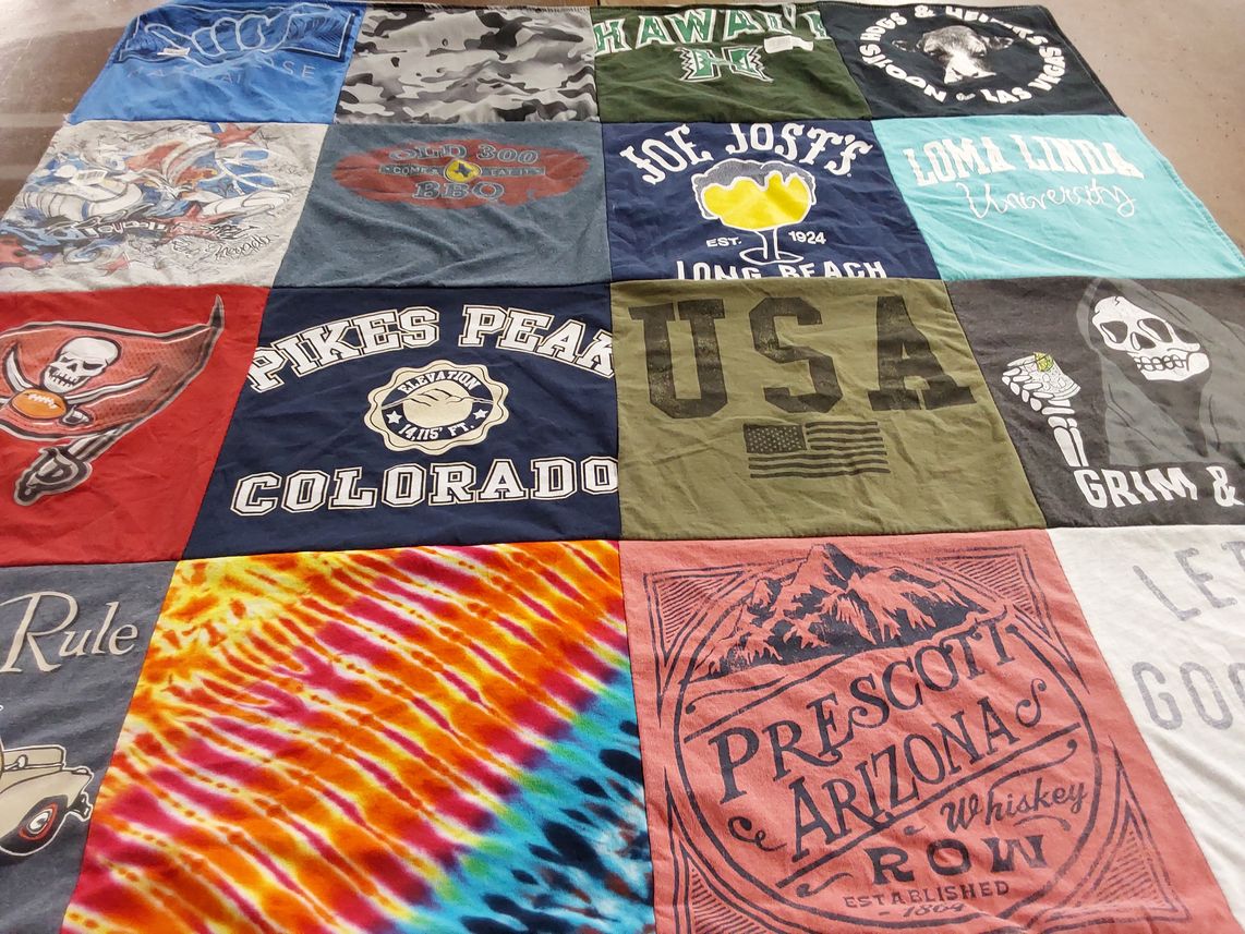 T-shirt quilt featuring tampa bay buccaneers, pikes peak by GLENN from CA