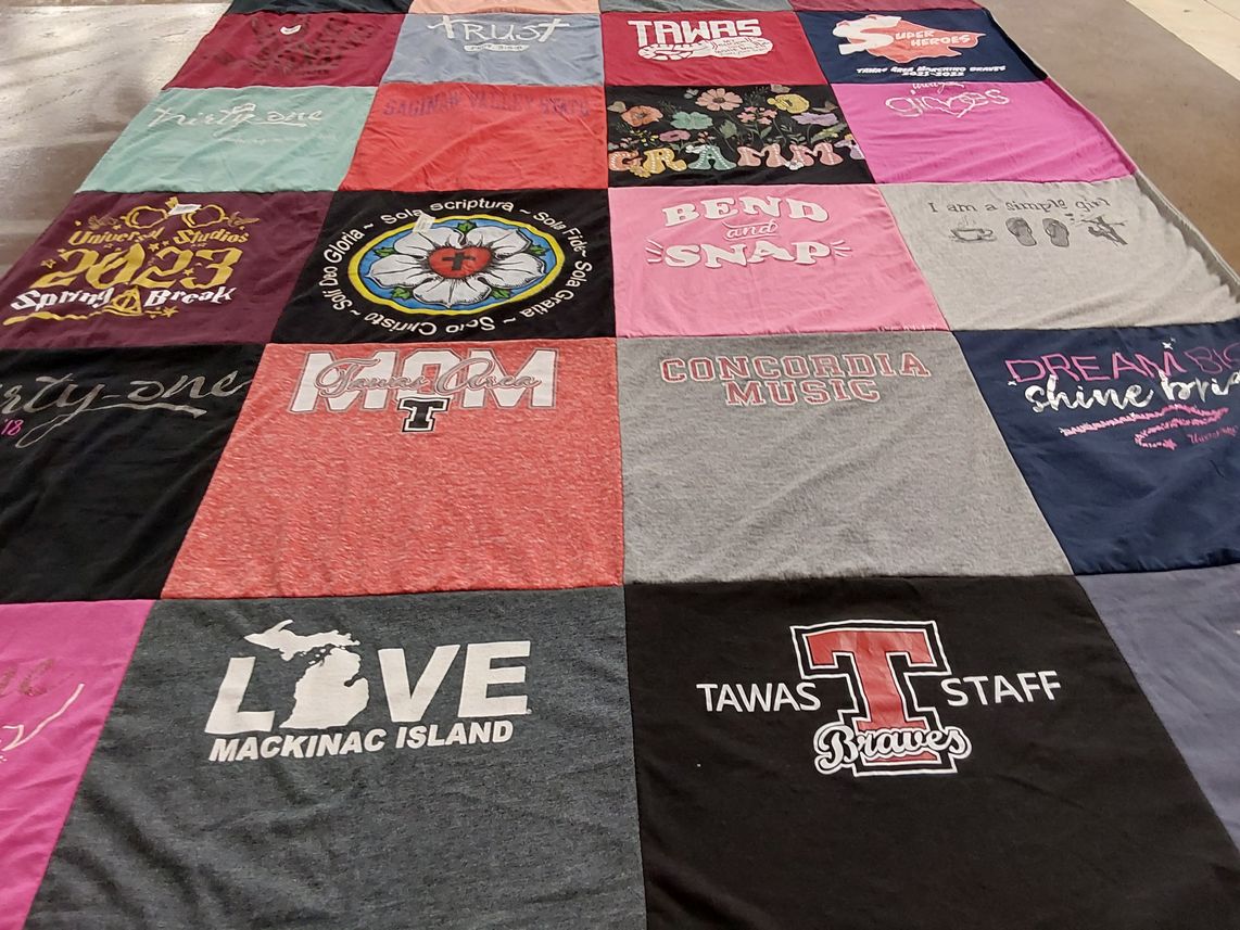 T-shirt quilt featuring tawas braves by Sally from MI