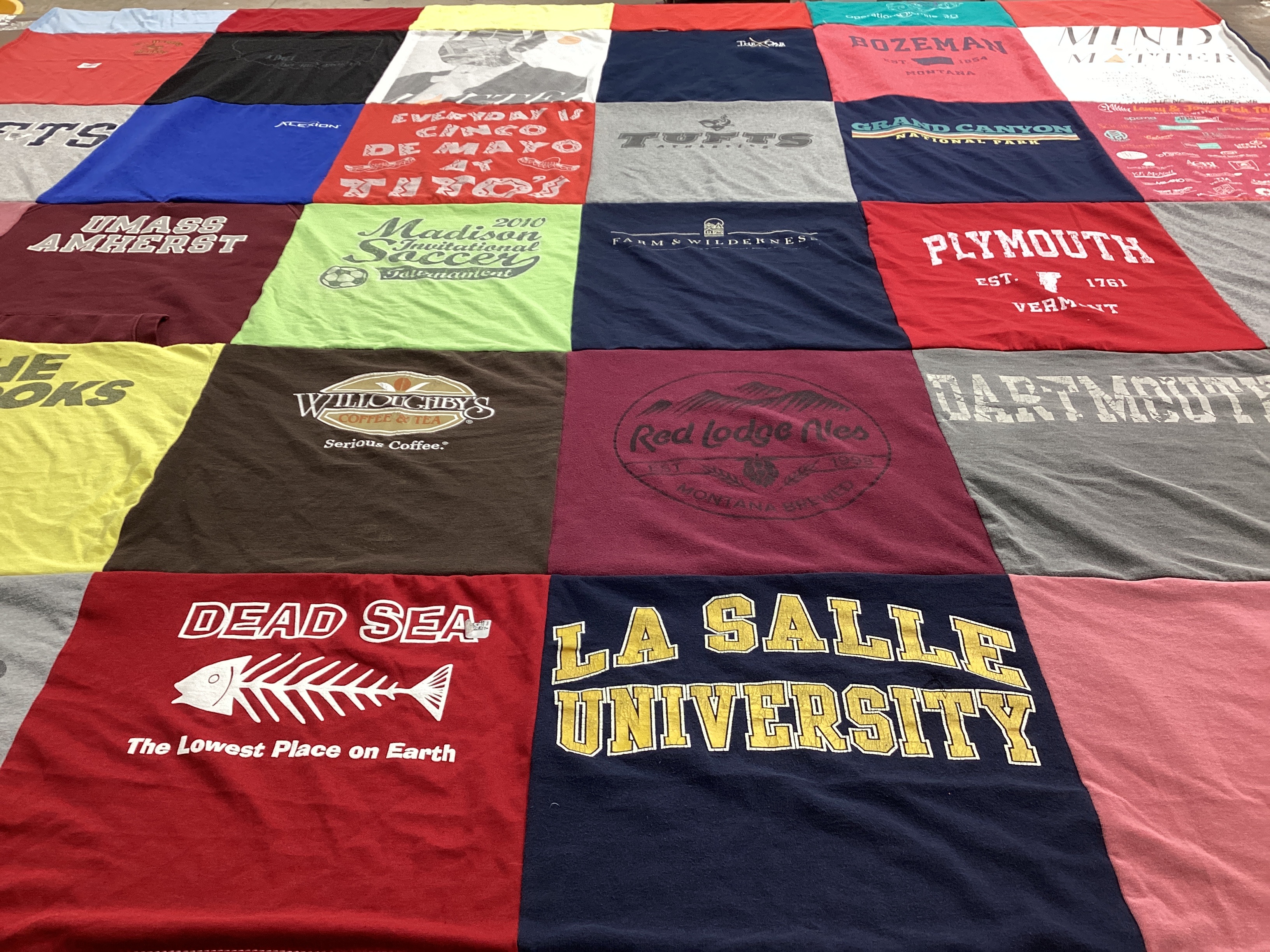 T-shirt quilt featuring umass amherst, plymouth state university by ELIZABETH from CT
