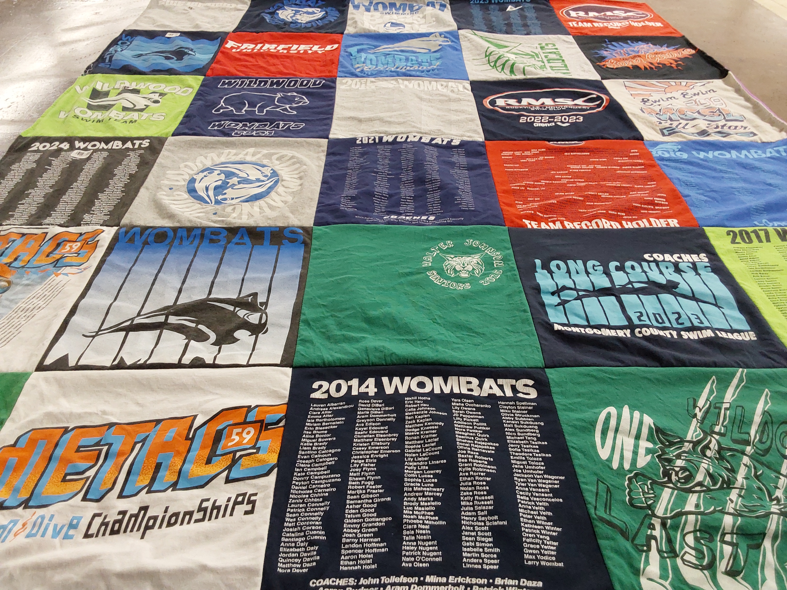 T-shirt quilt featuring team metacs, wildwood wombats by Margaret Talley from MD