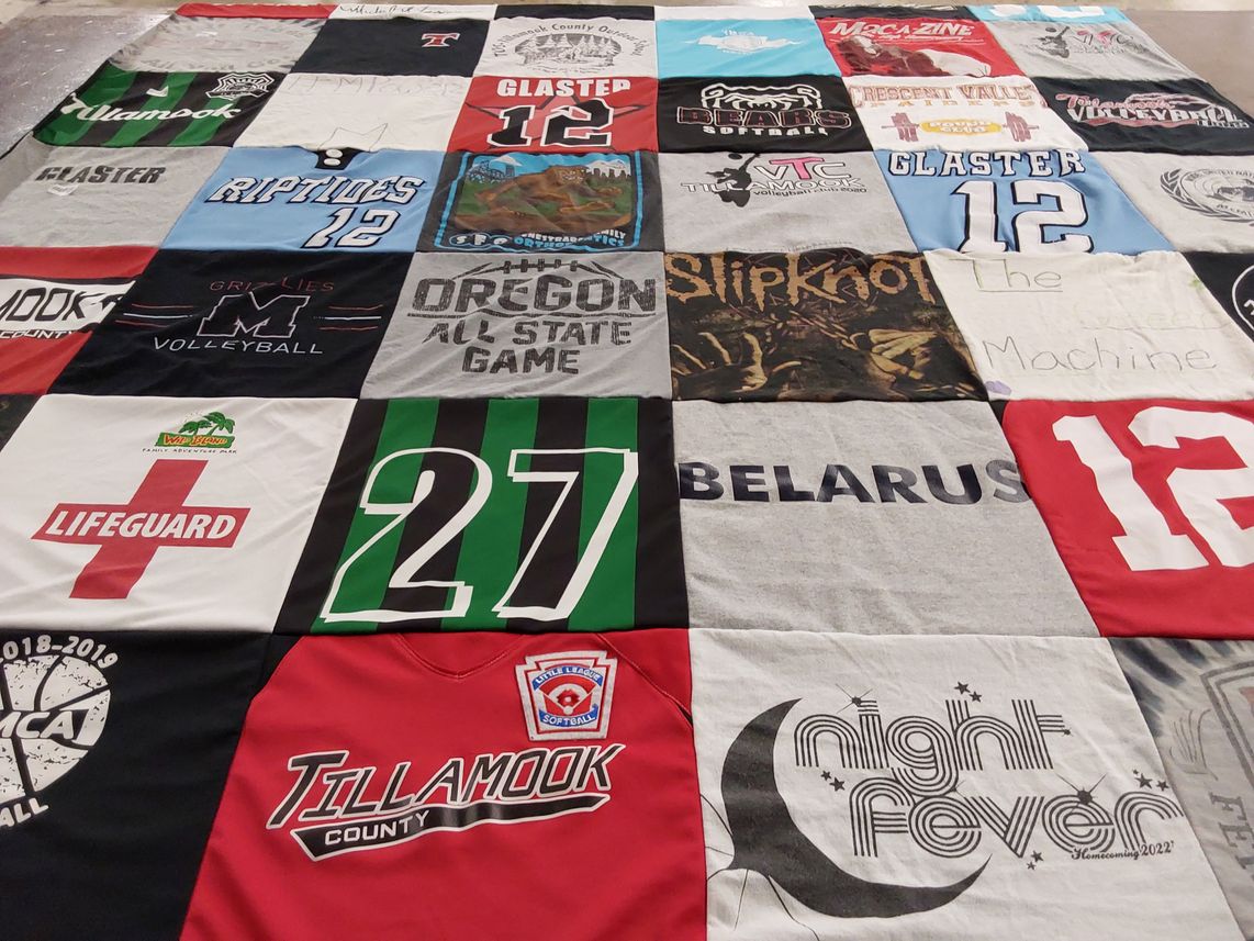 T-shirt quilt featuring tillamook high school volleyball, oregon all state volleyball by Joanna from OR