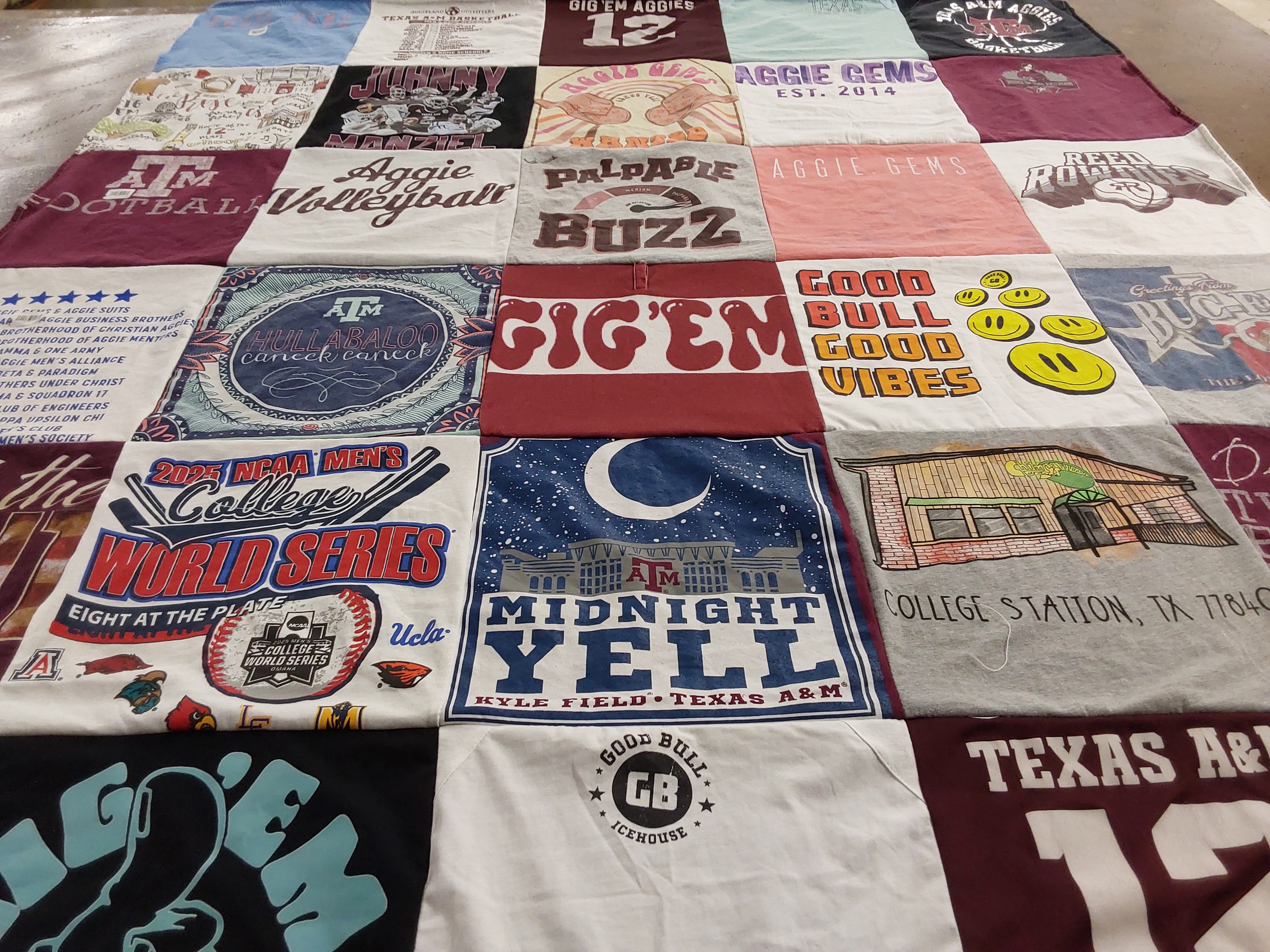 T-shirt quilt featuring texas a&m aggies by Darci from CA