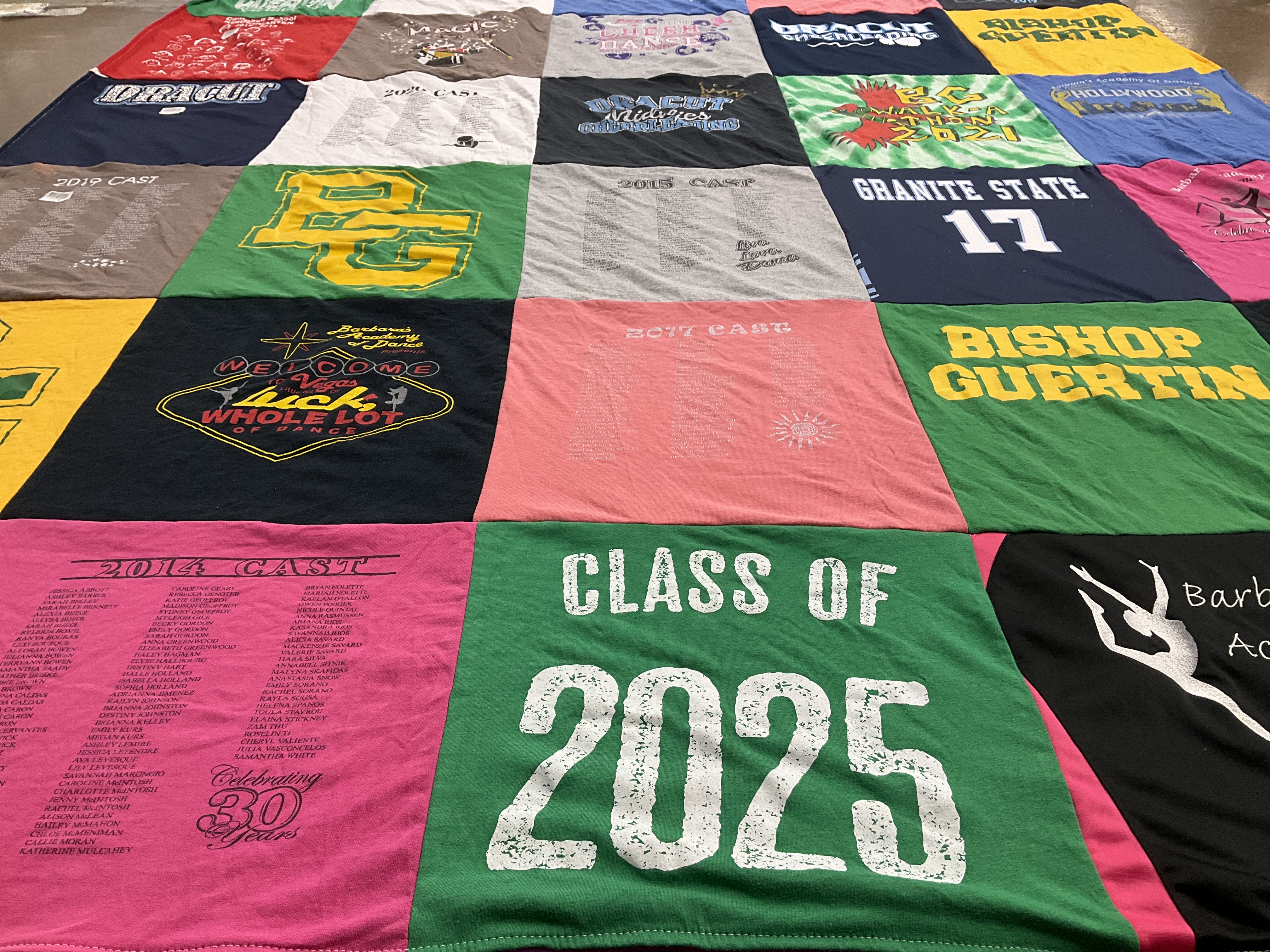 T-shirt quilt from bishop guertin high school by Rebecca from MA