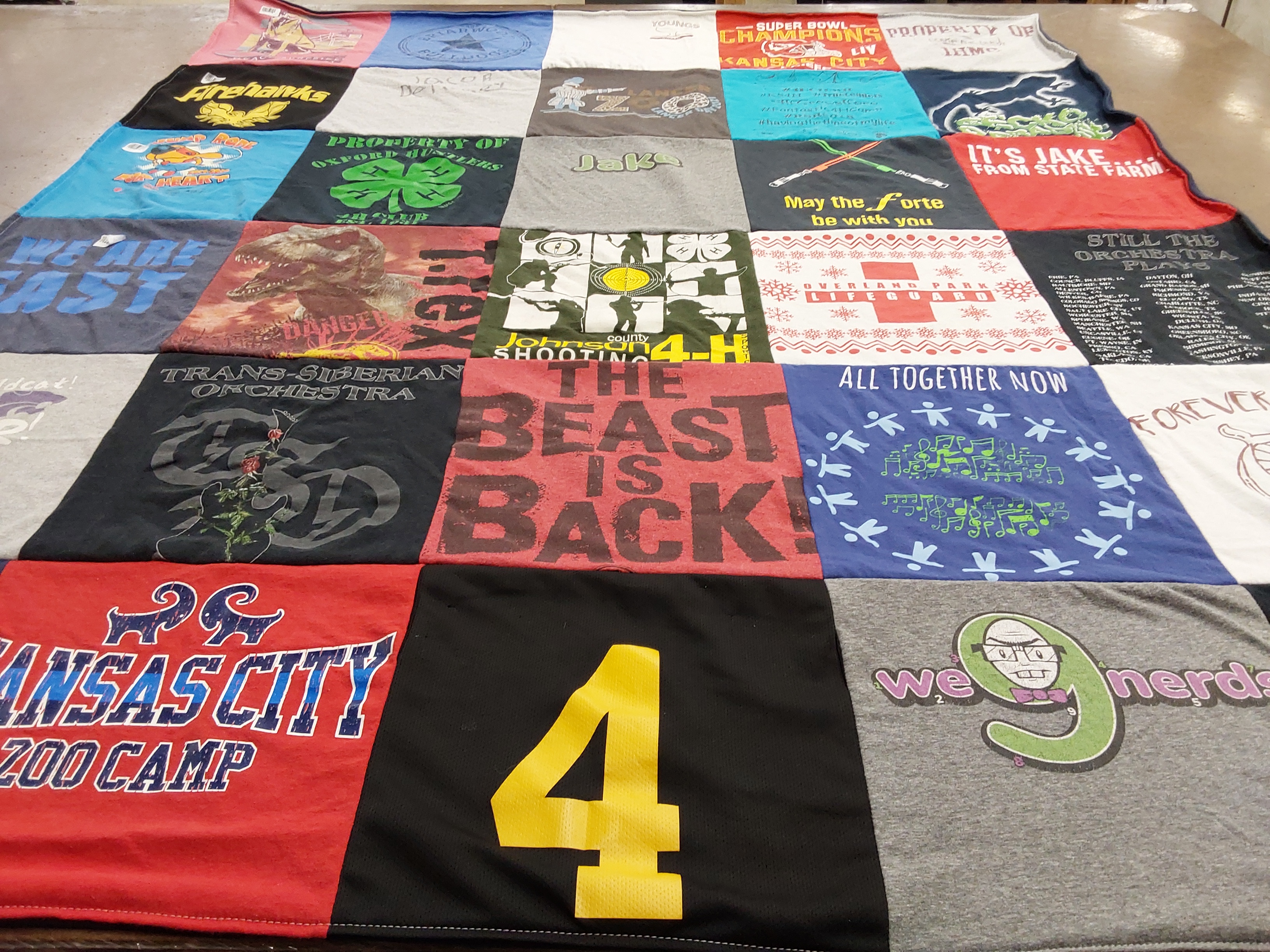 T-shirt quilt featuring kansas city rams by Jeffery from KS