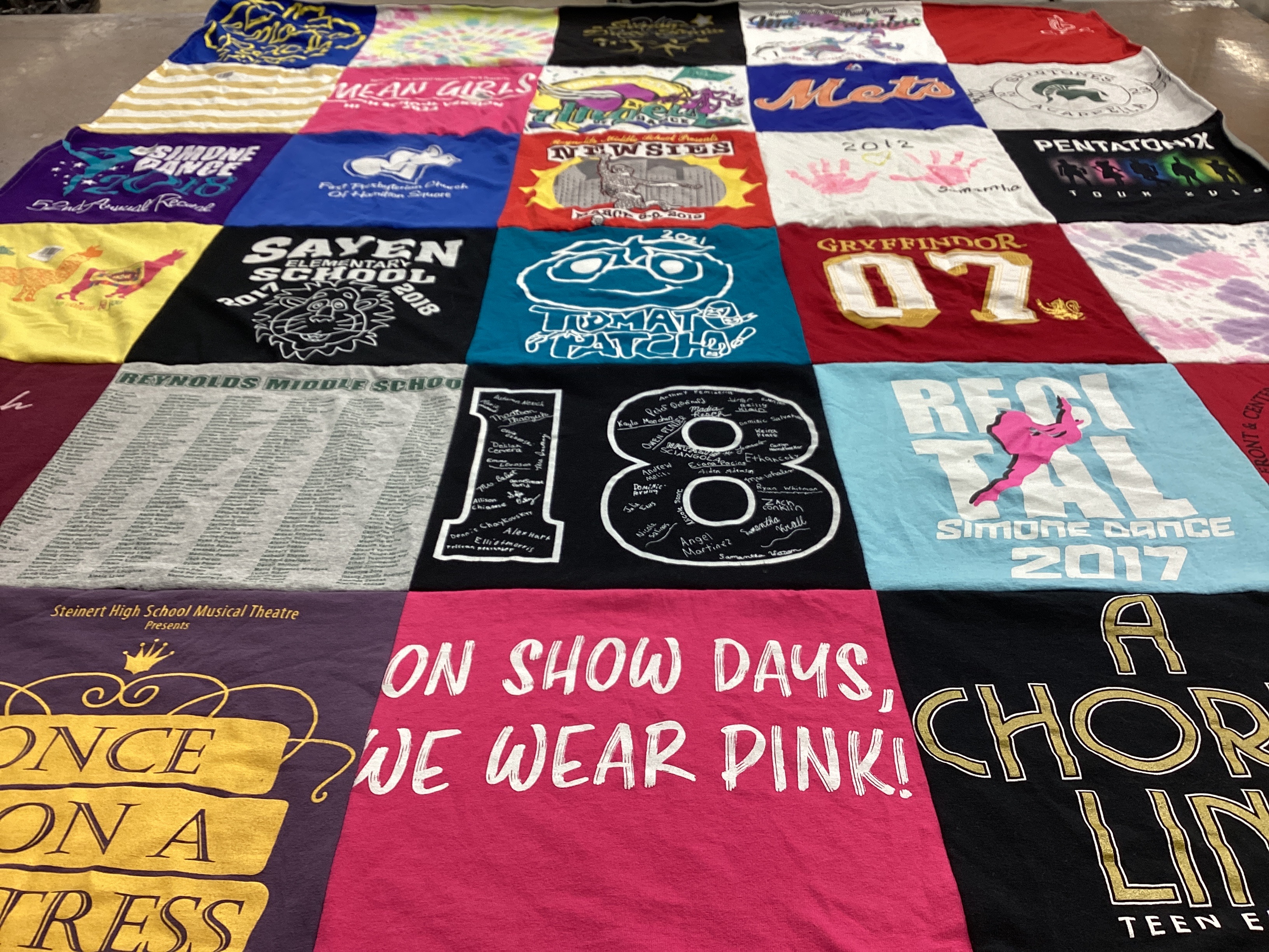 T-shirt quilt from sayen elementary school, reynolds middle school by Deborah from NJ