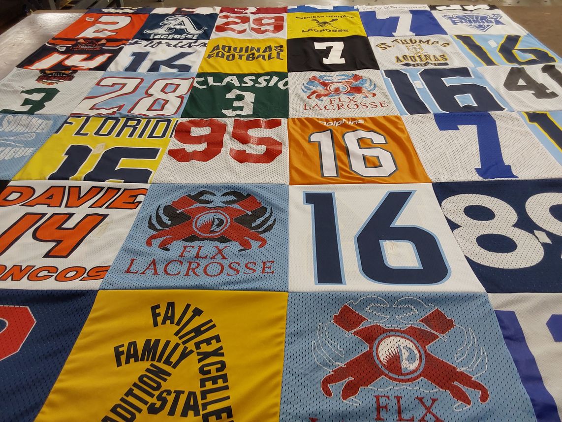 T-shirt quilt featuring davie broncos, flx lacrosse by Julie from FL