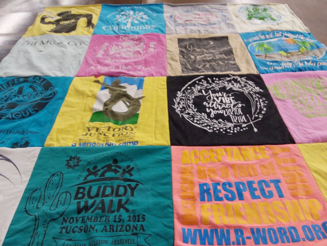 T-shirt quilt with sports, community service themes by Tiffani from NC