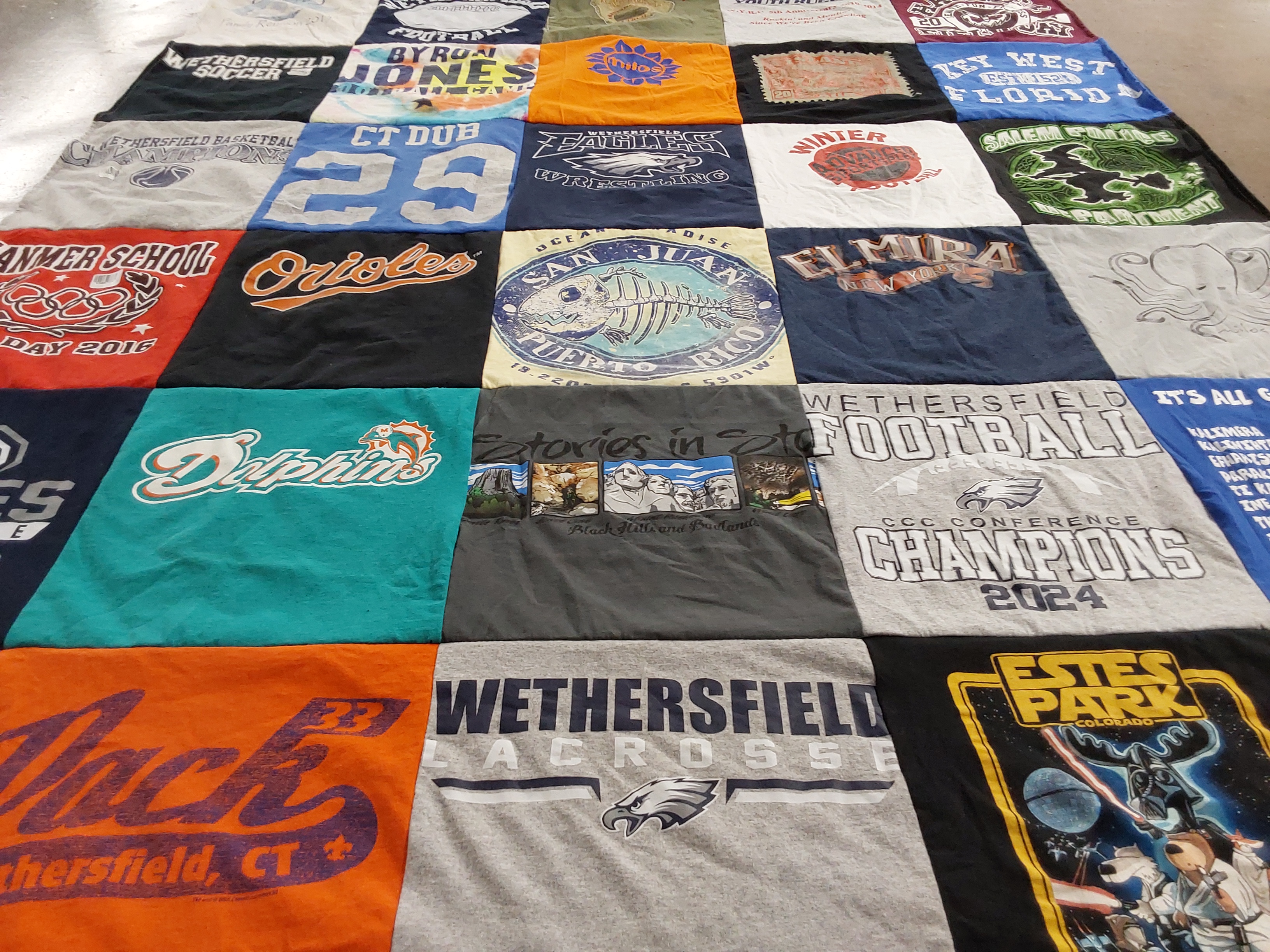 T-shirt quilt featuring wethersfield football, wethersfield lacrosse by Jennifer from CT