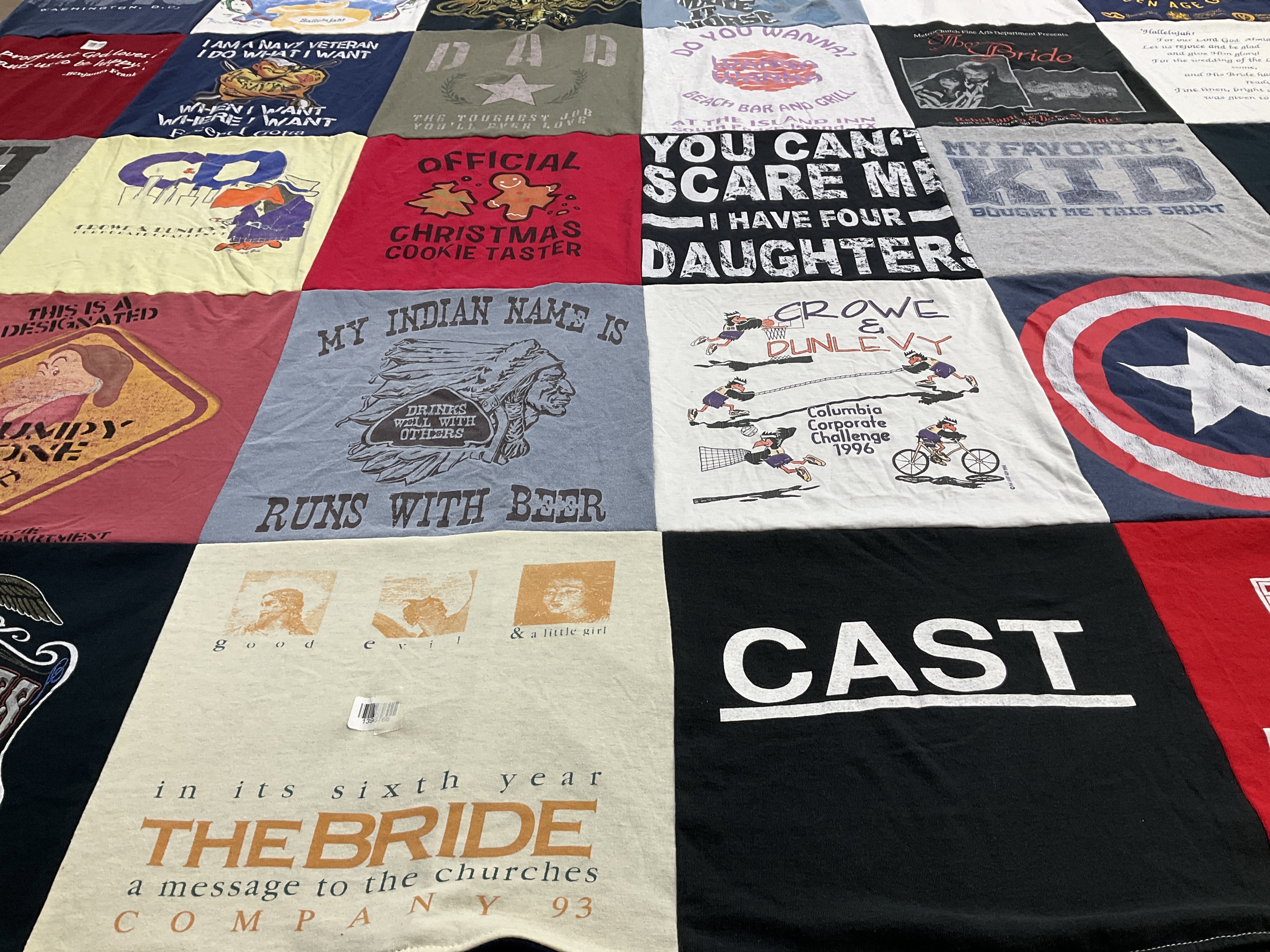 T-shirt quilt with veterans, family themes by Janet from OK