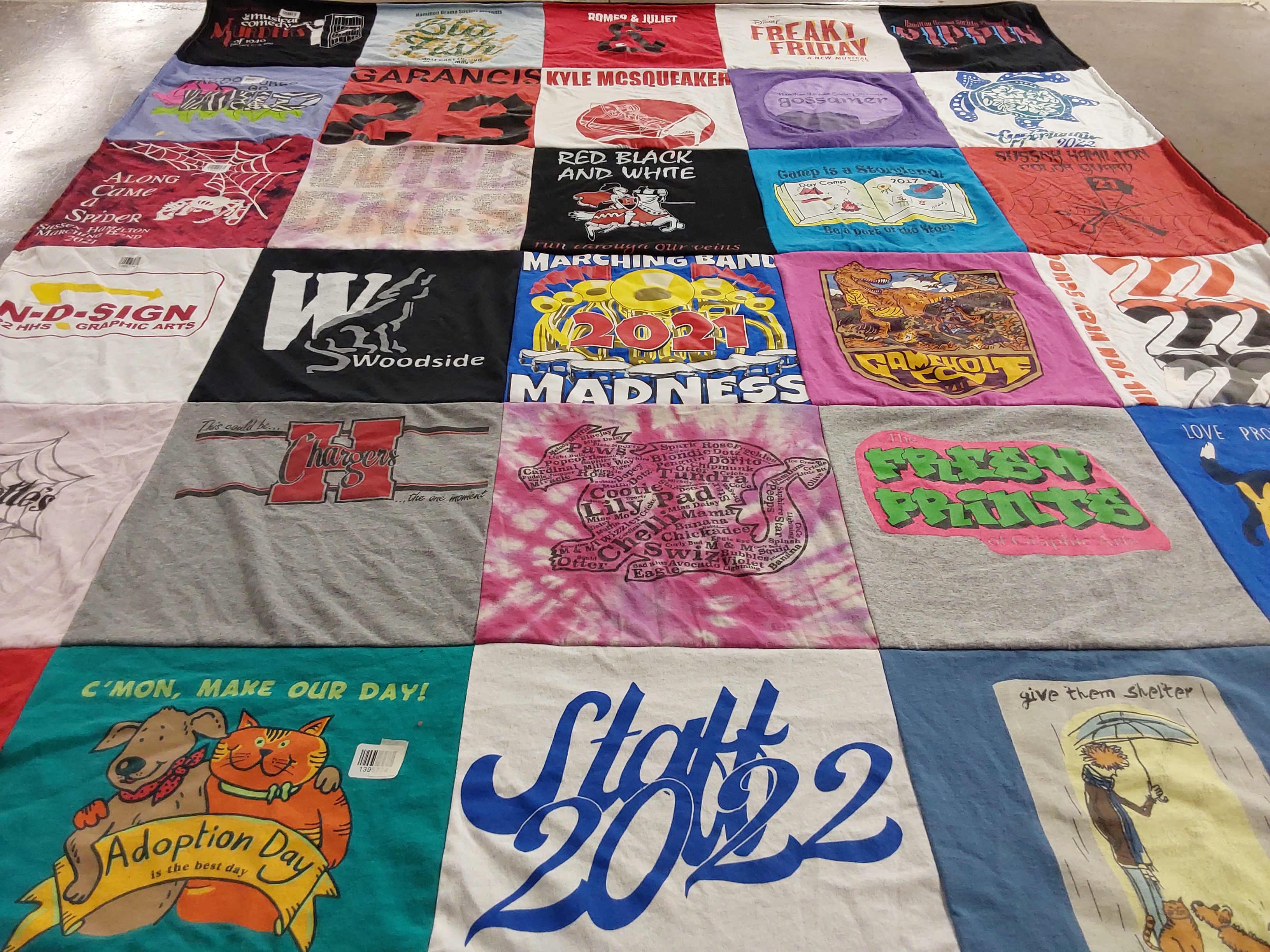 T-shirt quilt from woodside high school, harrison high school by Jamie from WI