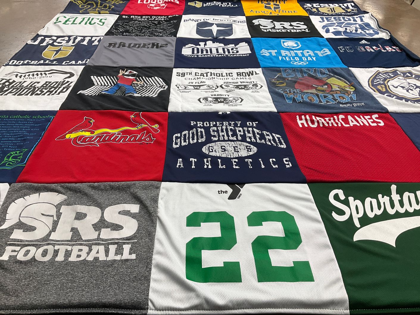 T-shirt quilt featuring srs football, spartan football by Allison from TX