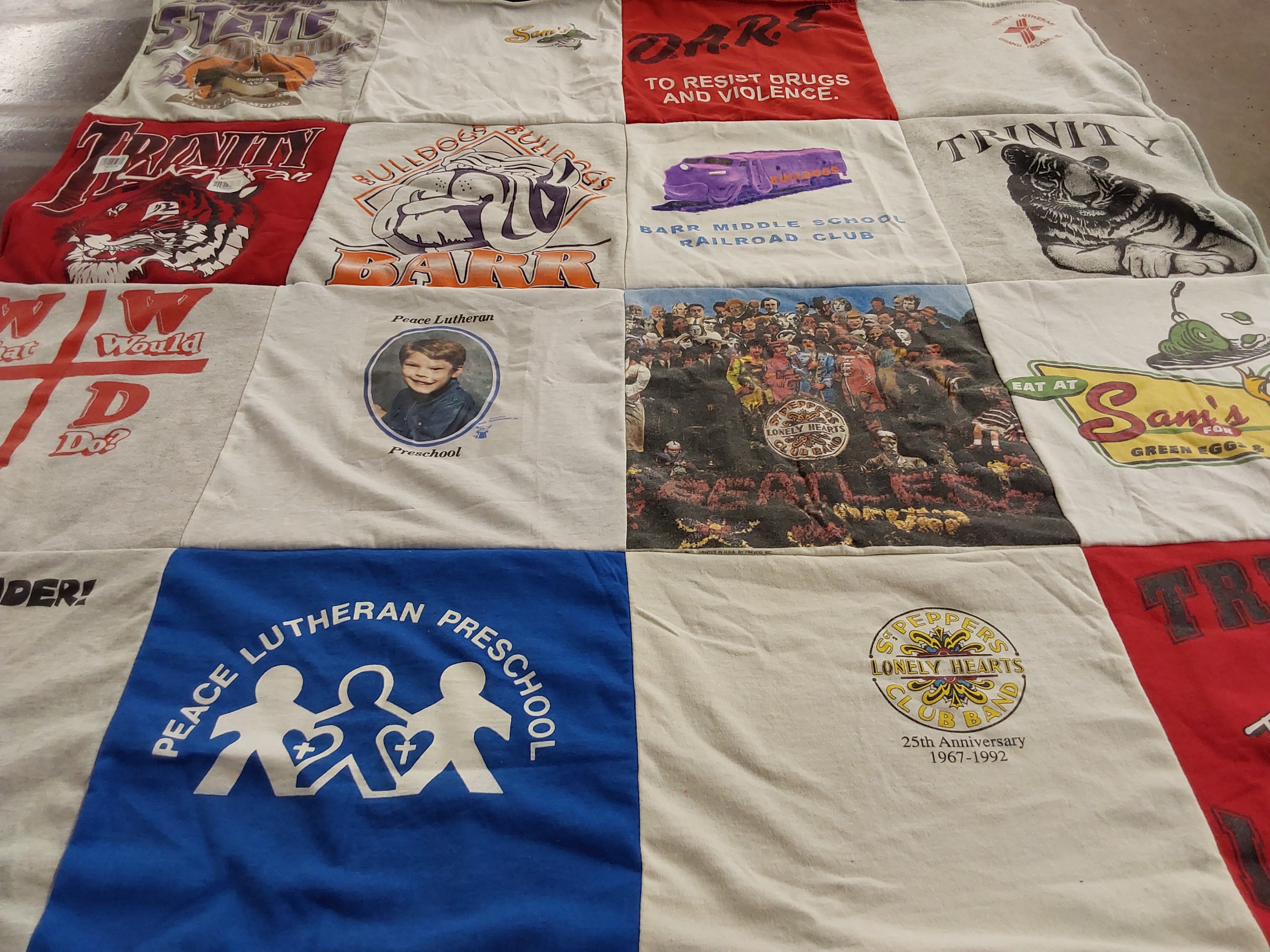 T-shirt quilt featuring trinity bulldogs by Deena from NE
