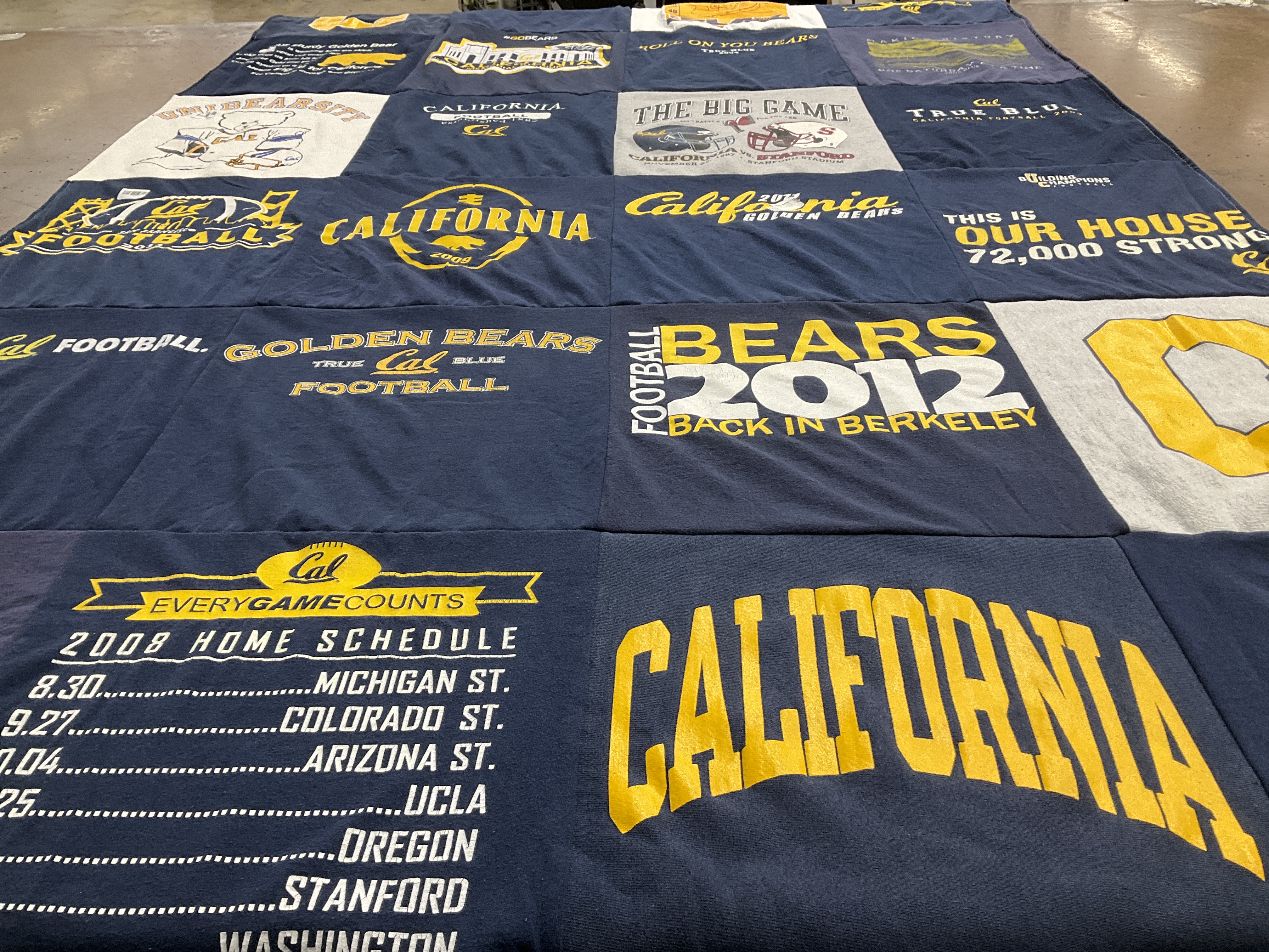 T-shirt quilt featuring golden bears football by Marianne from CA