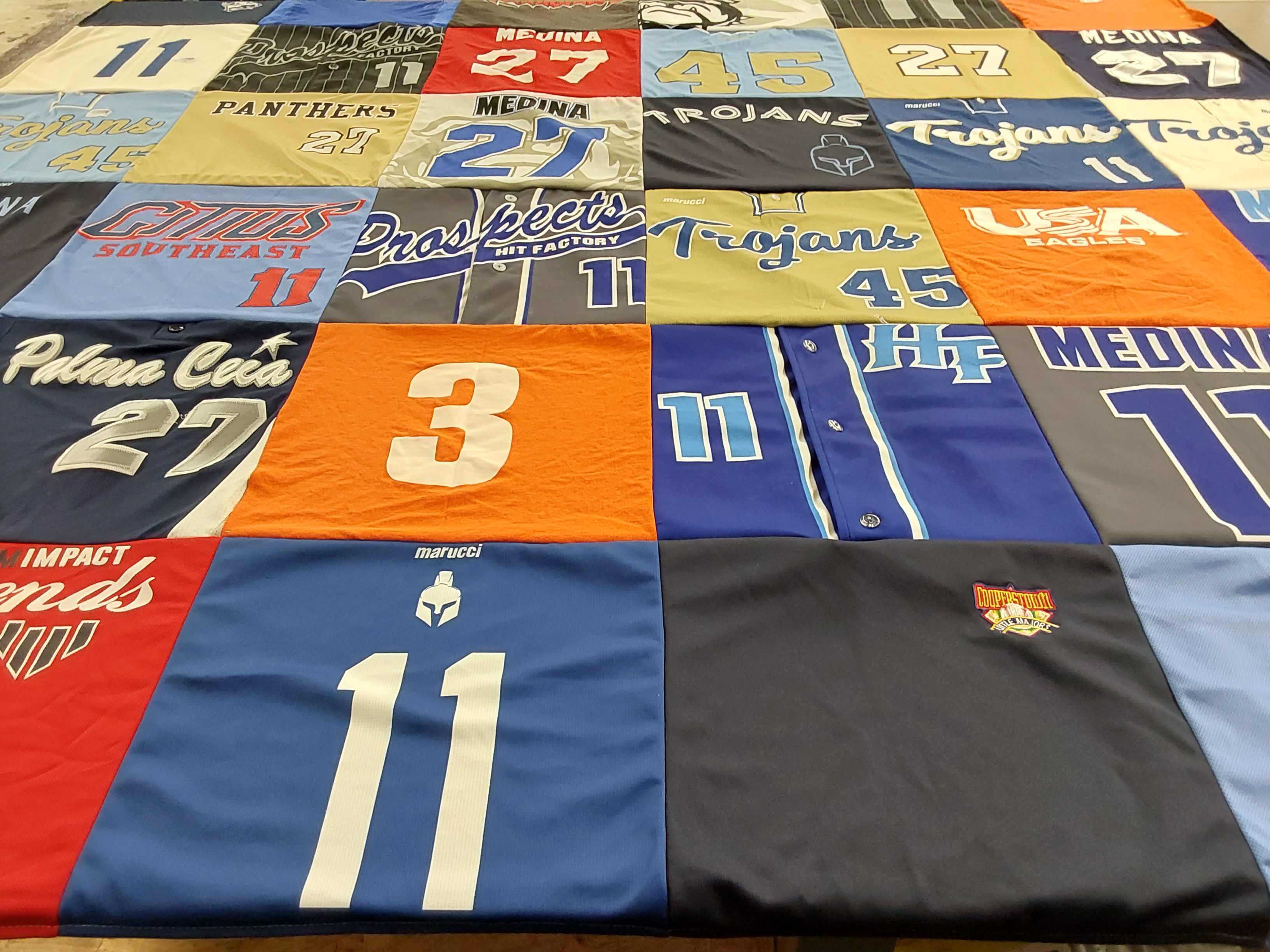 T-shirt quilt featuring trojans, prospects by Rachel from FL