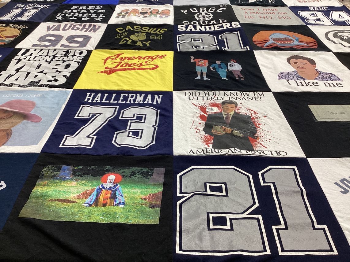 T-shirt quilt with pop culture, movies themes by Todd from NC
