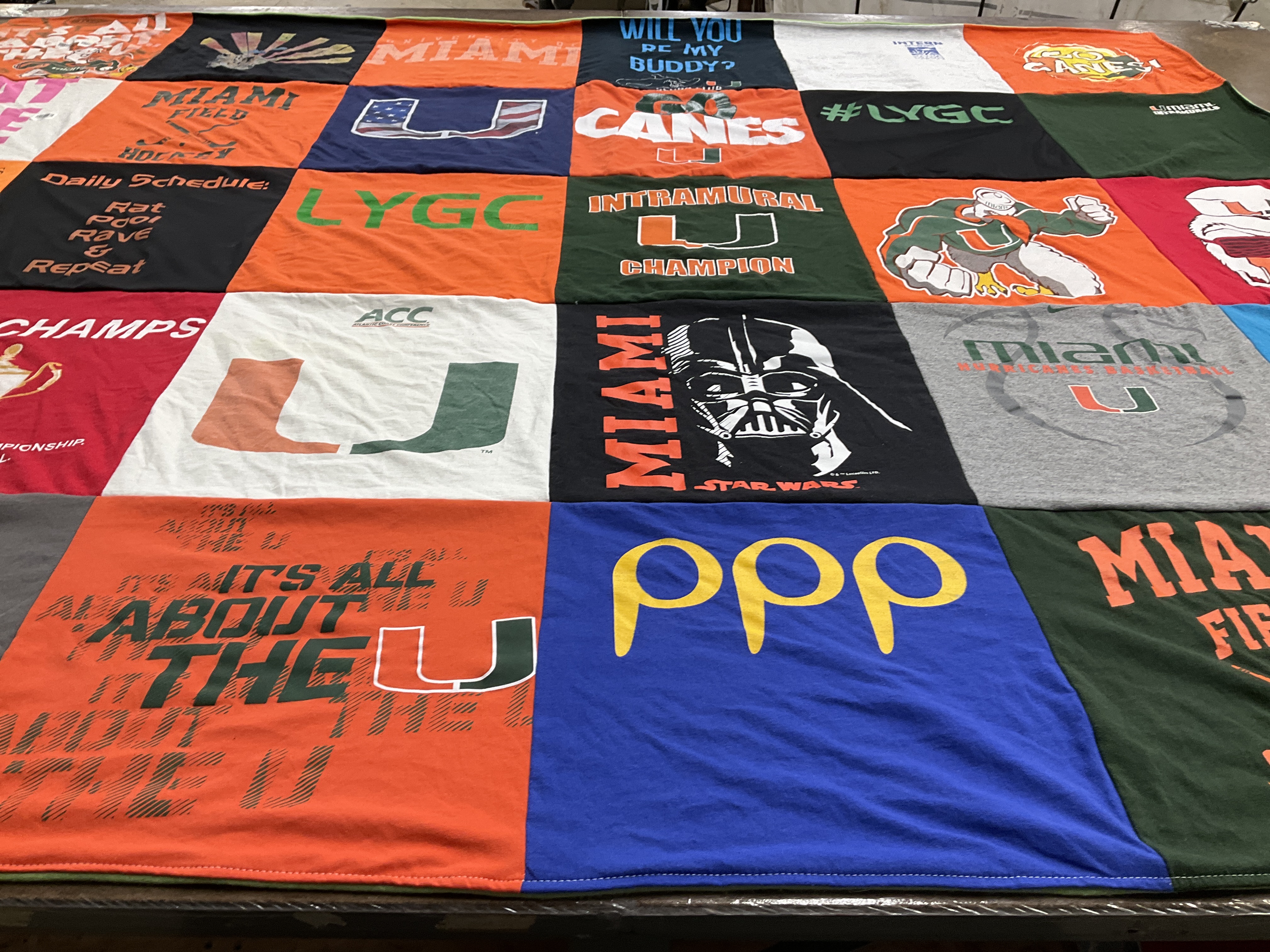 T-shirt quilt featuring miami hurricanes football by Ian from NJ