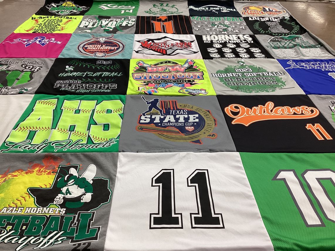 T-shirt quilt featuring azle lady hornets, azle hornets by Amanda from TX