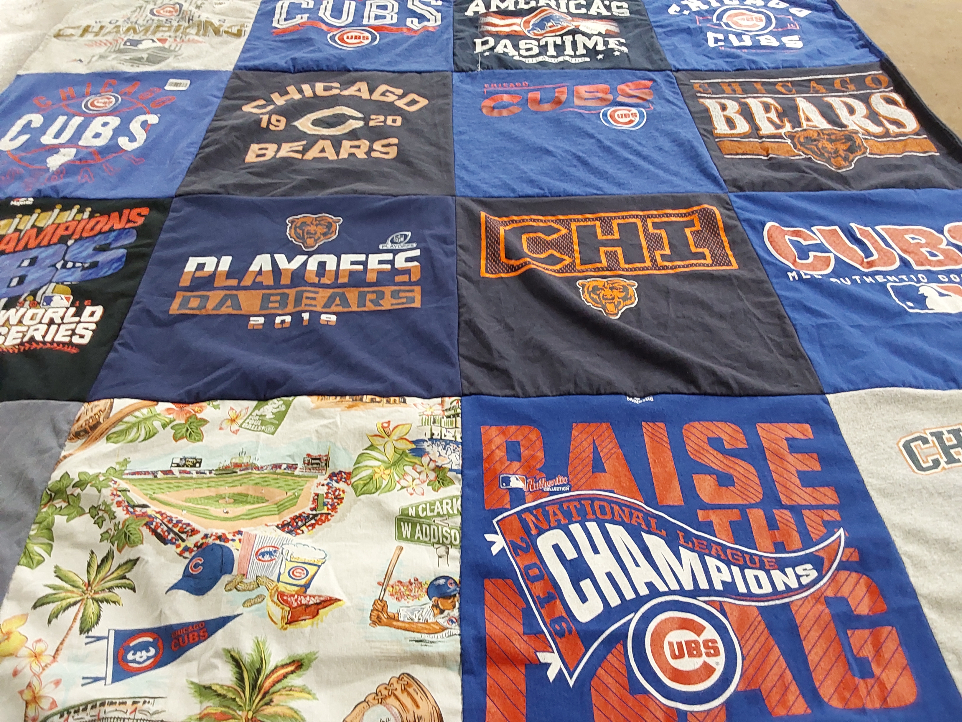 T-shirt quilt featuring chicago cubs, chicago bears by Deborah from CA
