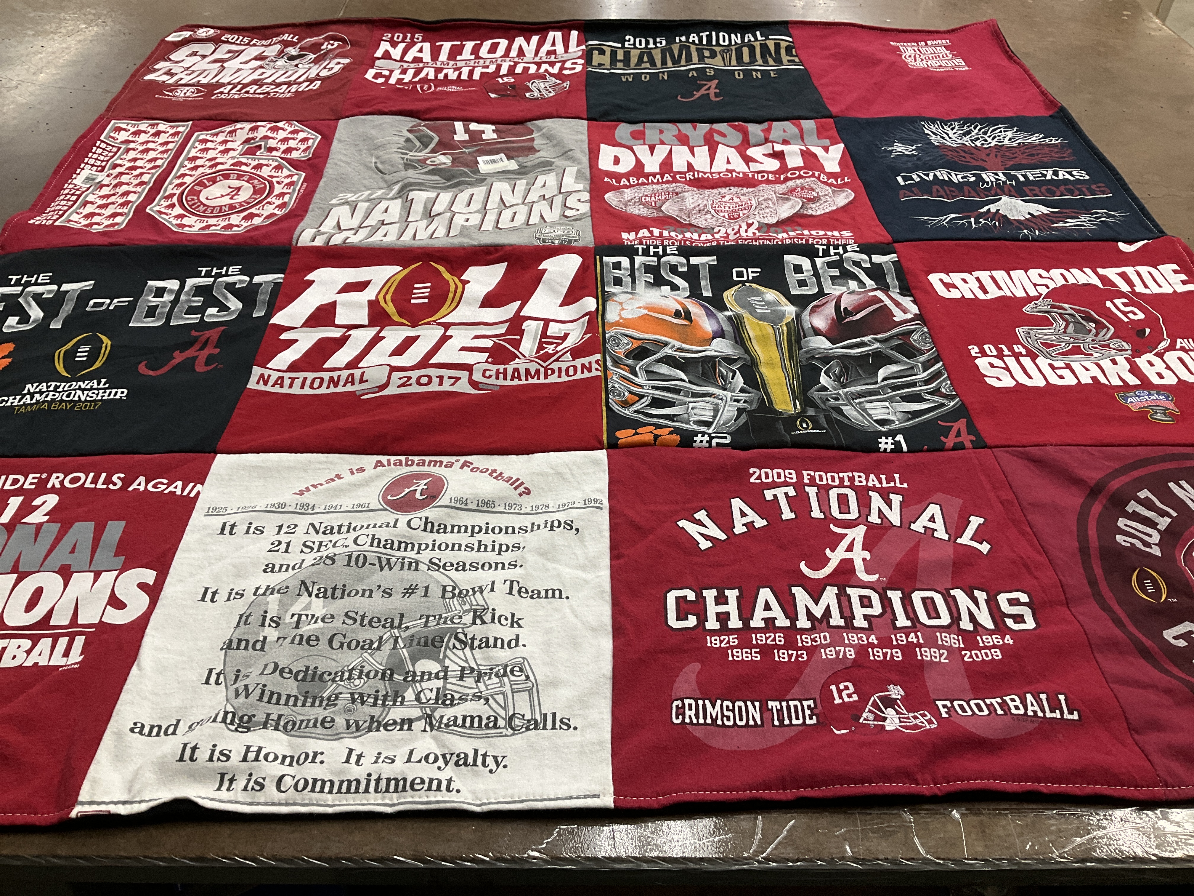 T-shirt quilt featuring alabama crimson tide football by Terri from TX