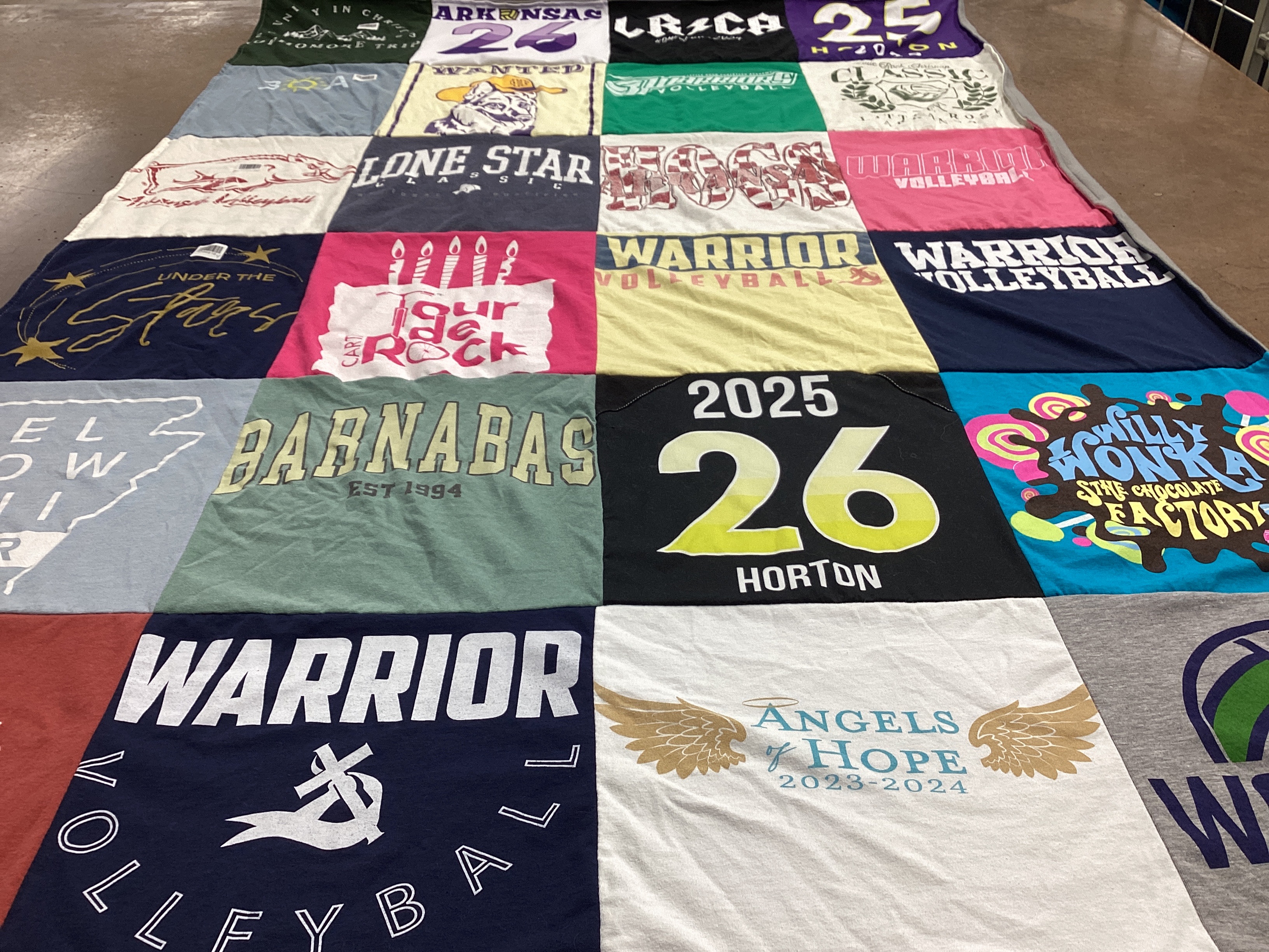 T-shirt quilt featuring warrior volleyball by Leigh Ann from AR