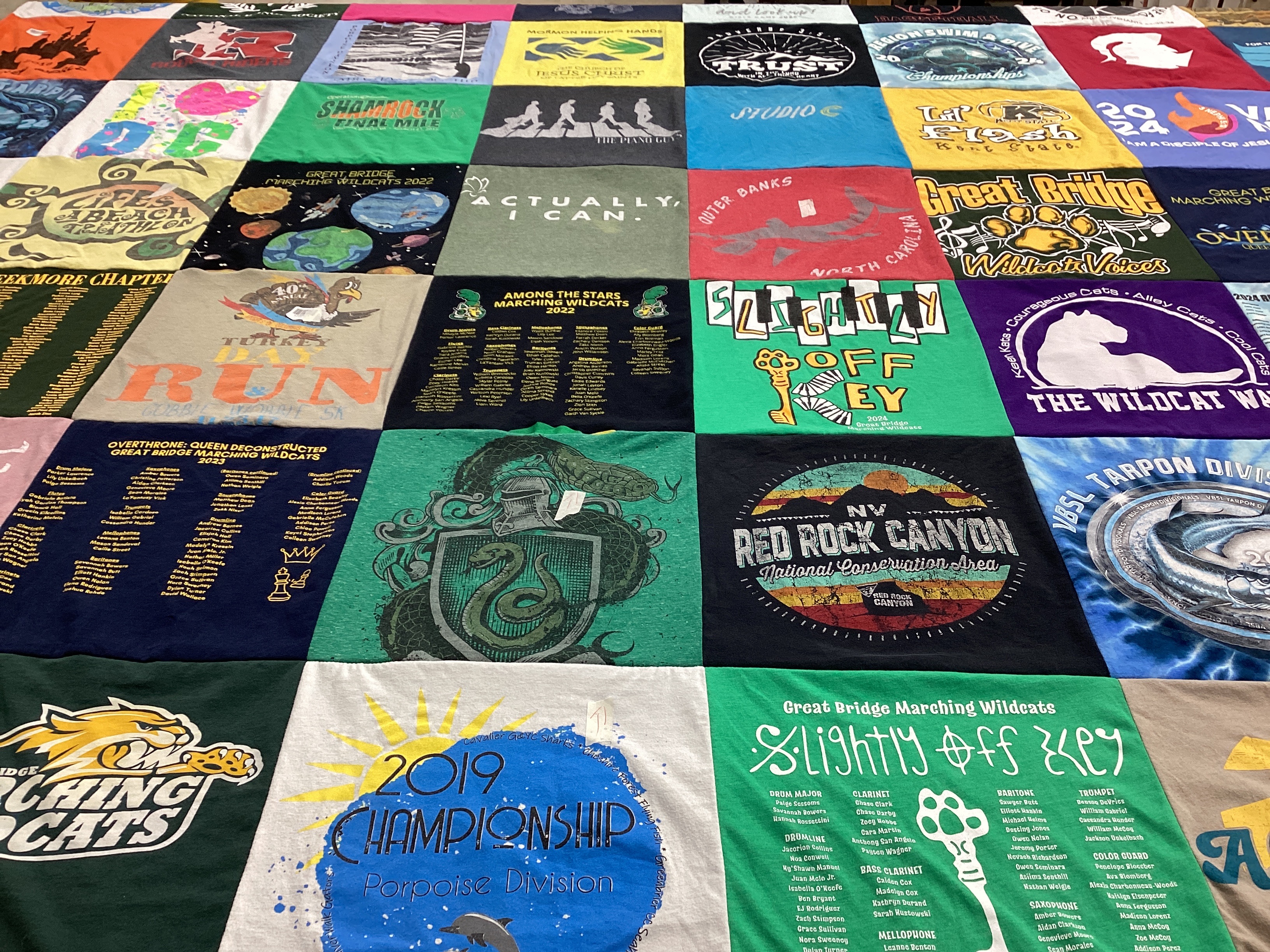 T-shirt quilt featuring great bridge marching wildcats by Jenn from VA