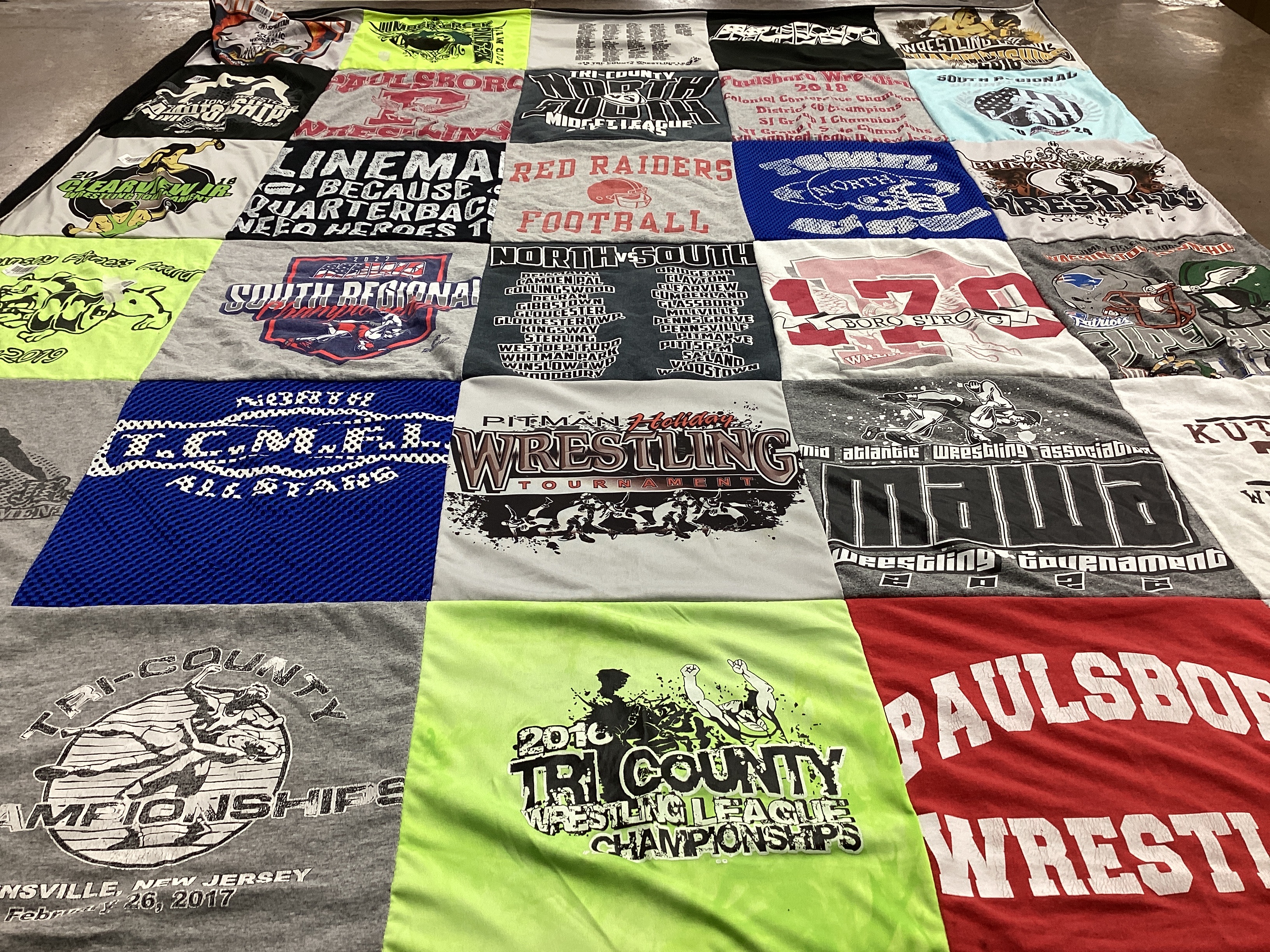 T-shirt quilt featuring paulsboro wrestling by Sylvia from NJ
