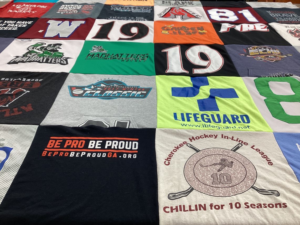 T-shirt quilt featuring mat hatters by Cheryl from GA