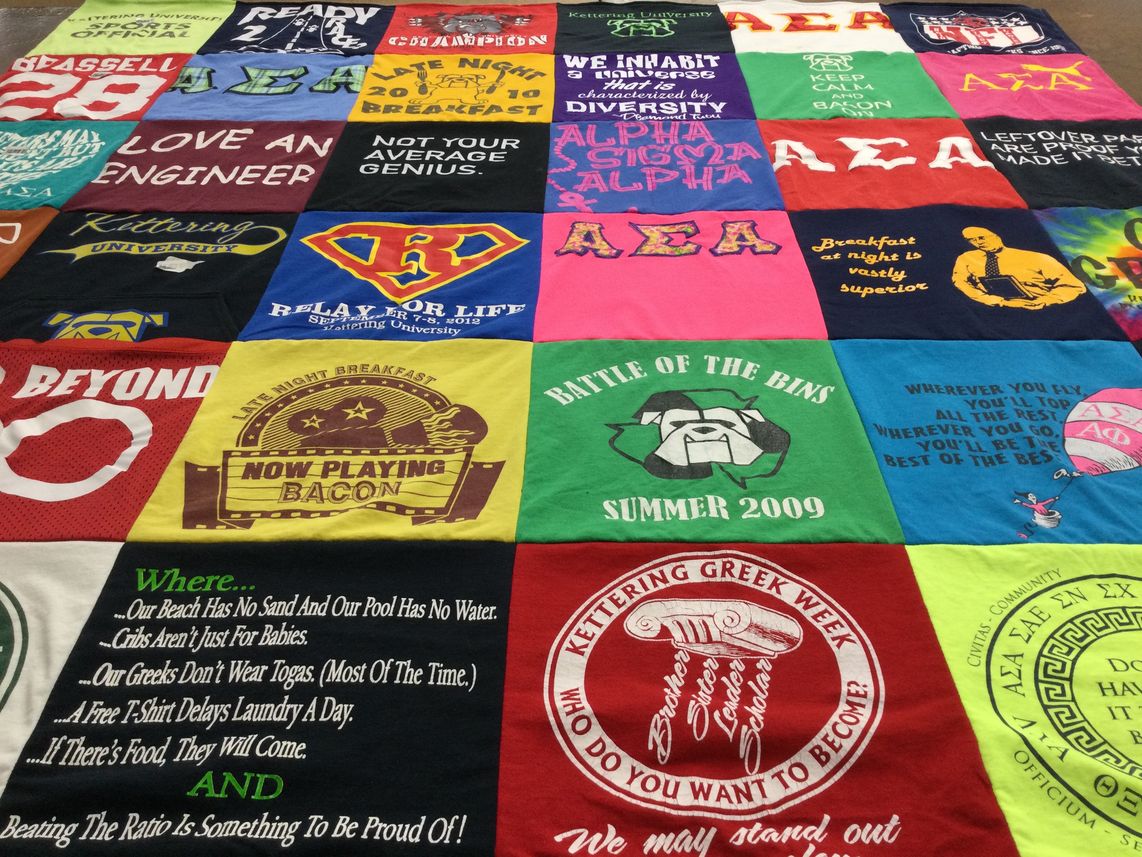 T-shirt quilt from kettner university by Meredith from MI
