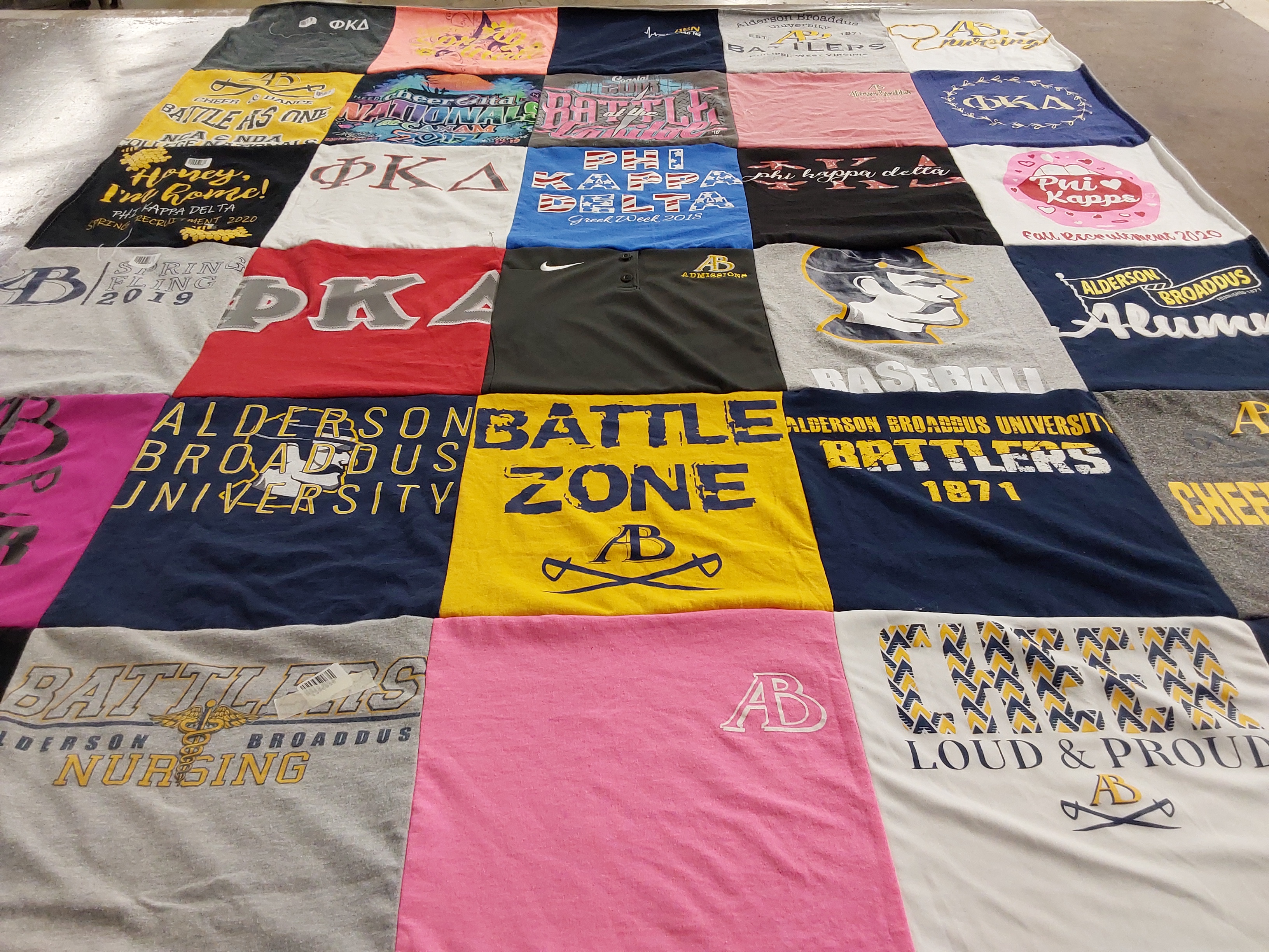 T-shirt quilt featuring alderson broadus university battlers by Monica from OH