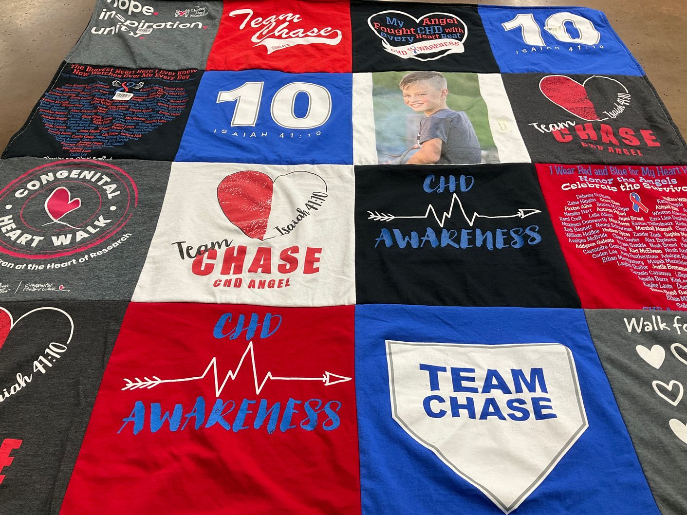 T-shirt quilt featuring team chase by Jennifer from MO