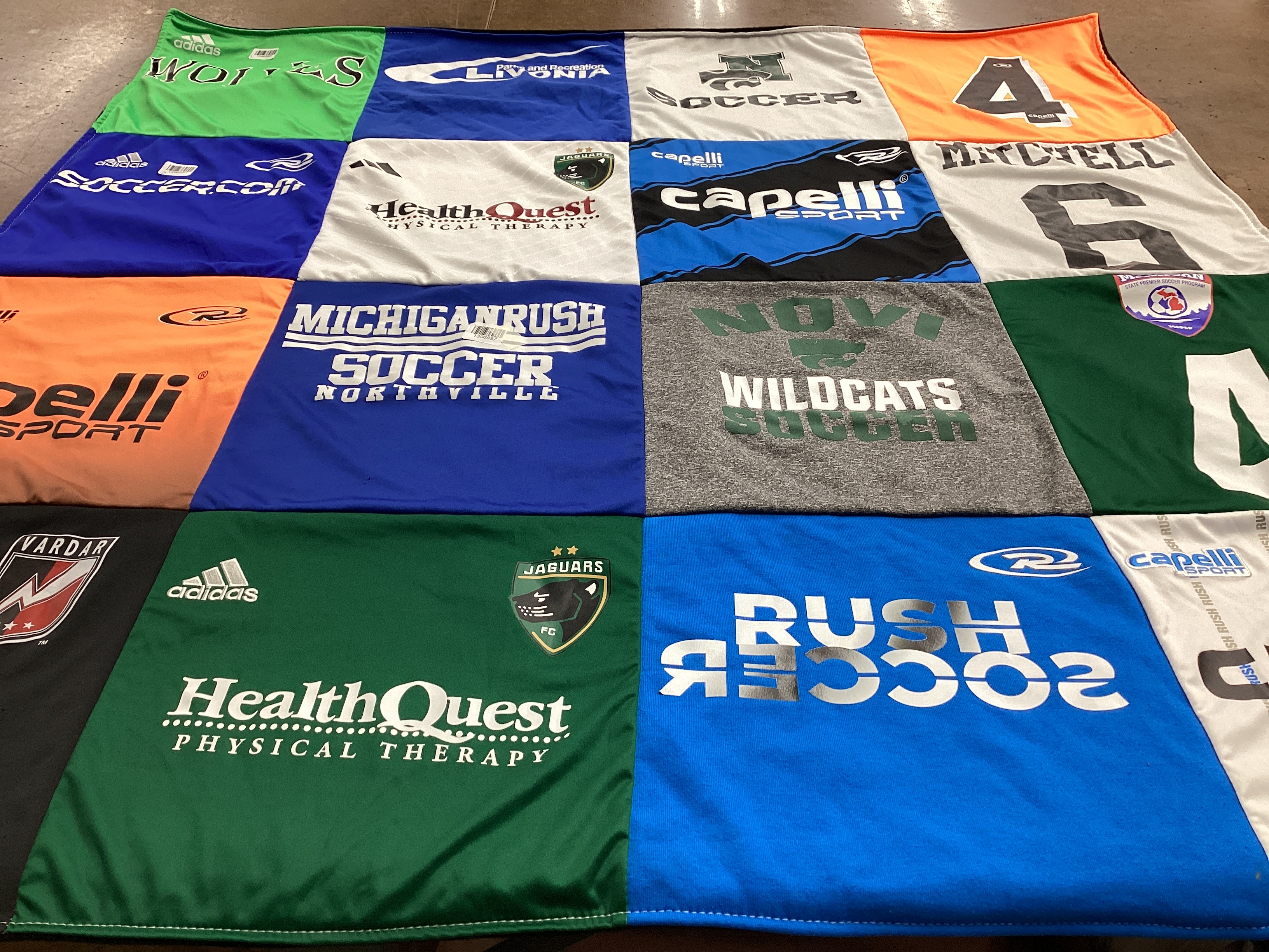 T-shirt quilt featuring michiganrush soccer team, novi wildcats soccer team by HEATHER from MI