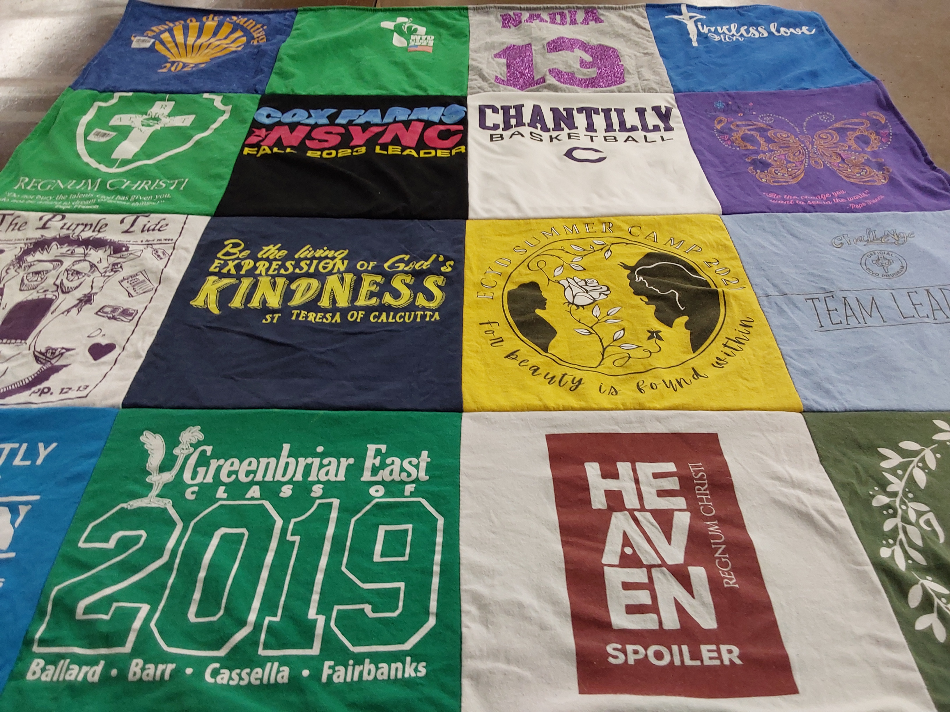 T-shirt quilt from greenbriar east high school, chantilly high school by Priya from VA