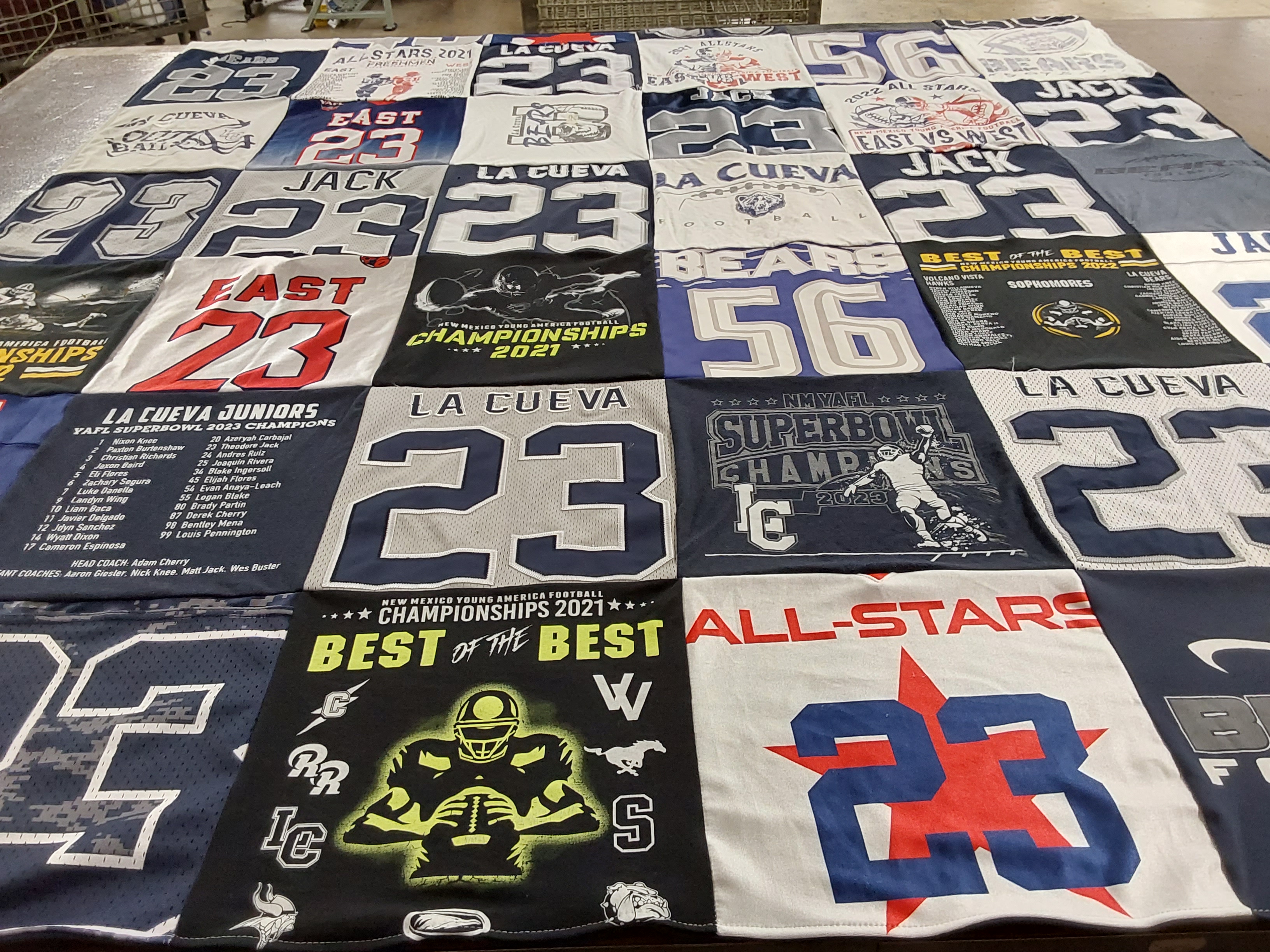 T-shirt quilt featuring la cueva high school, east high school by Irene from NM