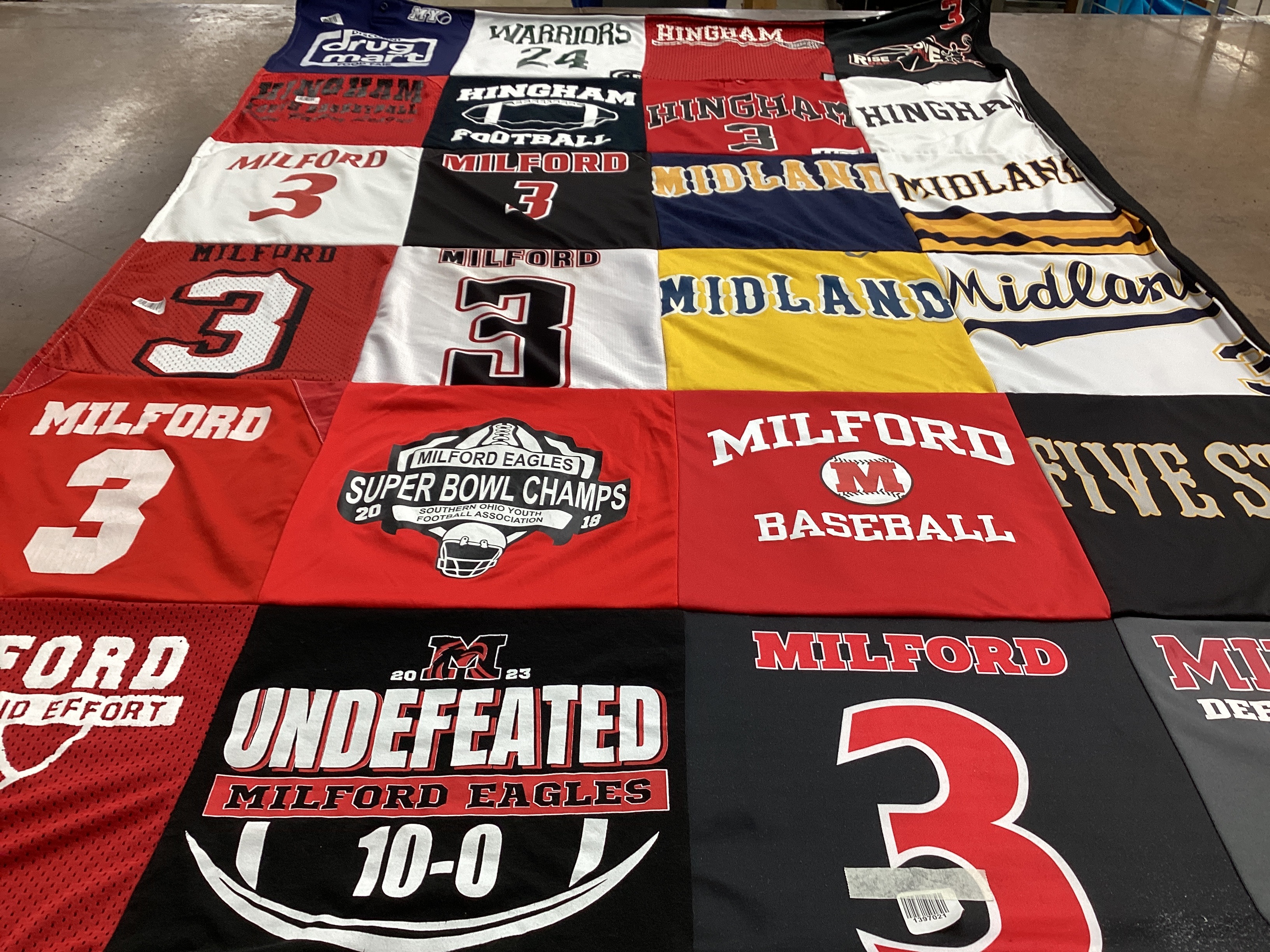 T-shirt quilt from milford high school by Christopher from OH